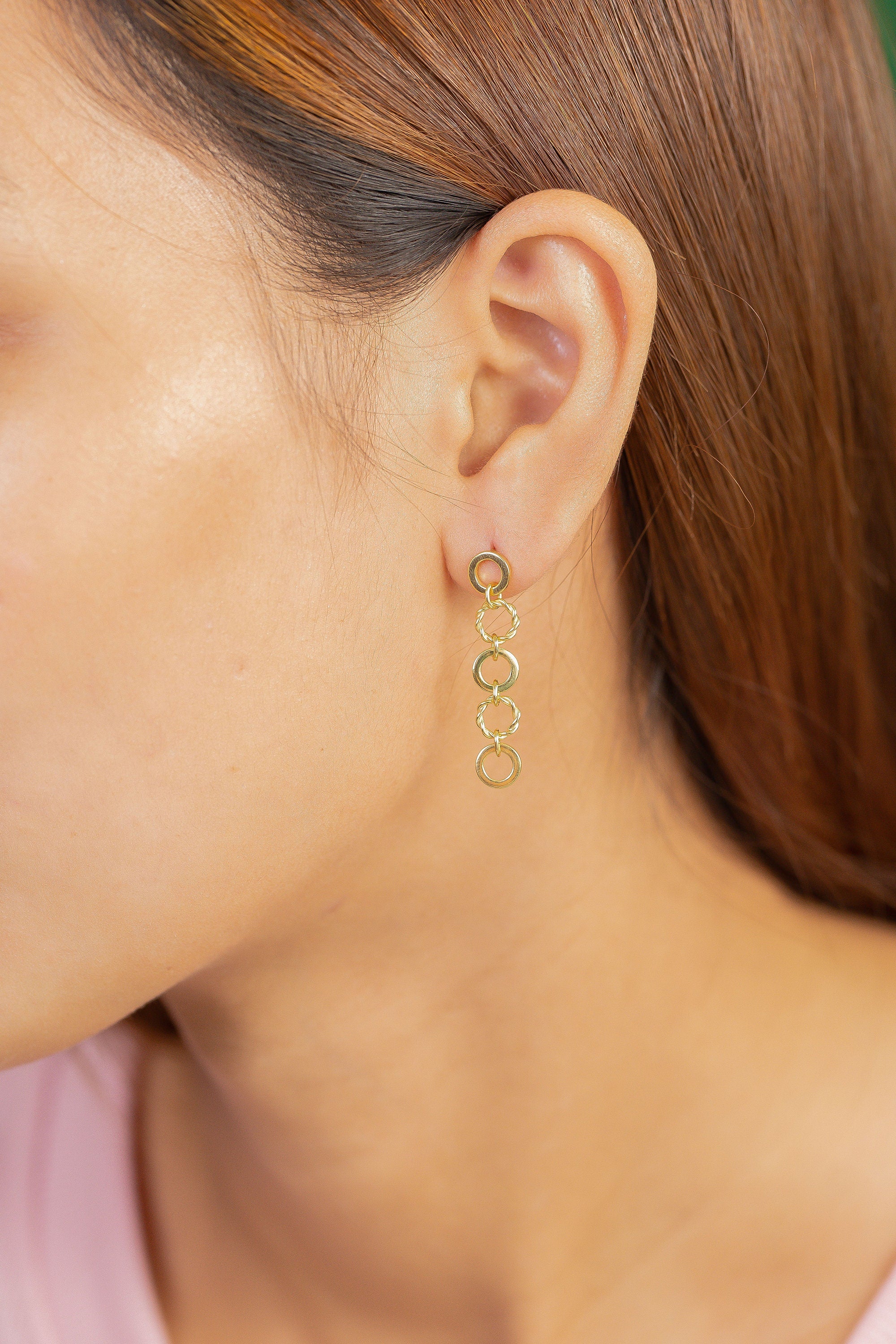 Circle Drop Earrings, Sterling Silver Classic Studs, Statement Earrings, Minimalist Dangle Drop Earrings