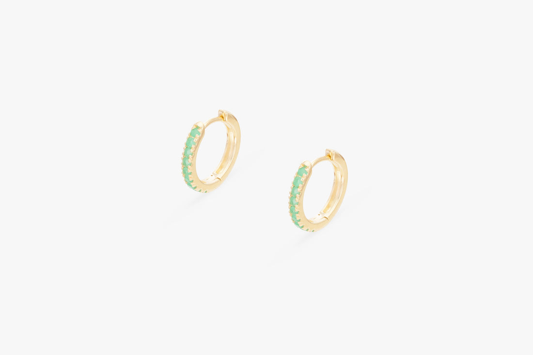 Emerald Hoop Earrings, May Birthstone Gifts, Huggies Hoop Earrings, Minimal Hoop Earrings