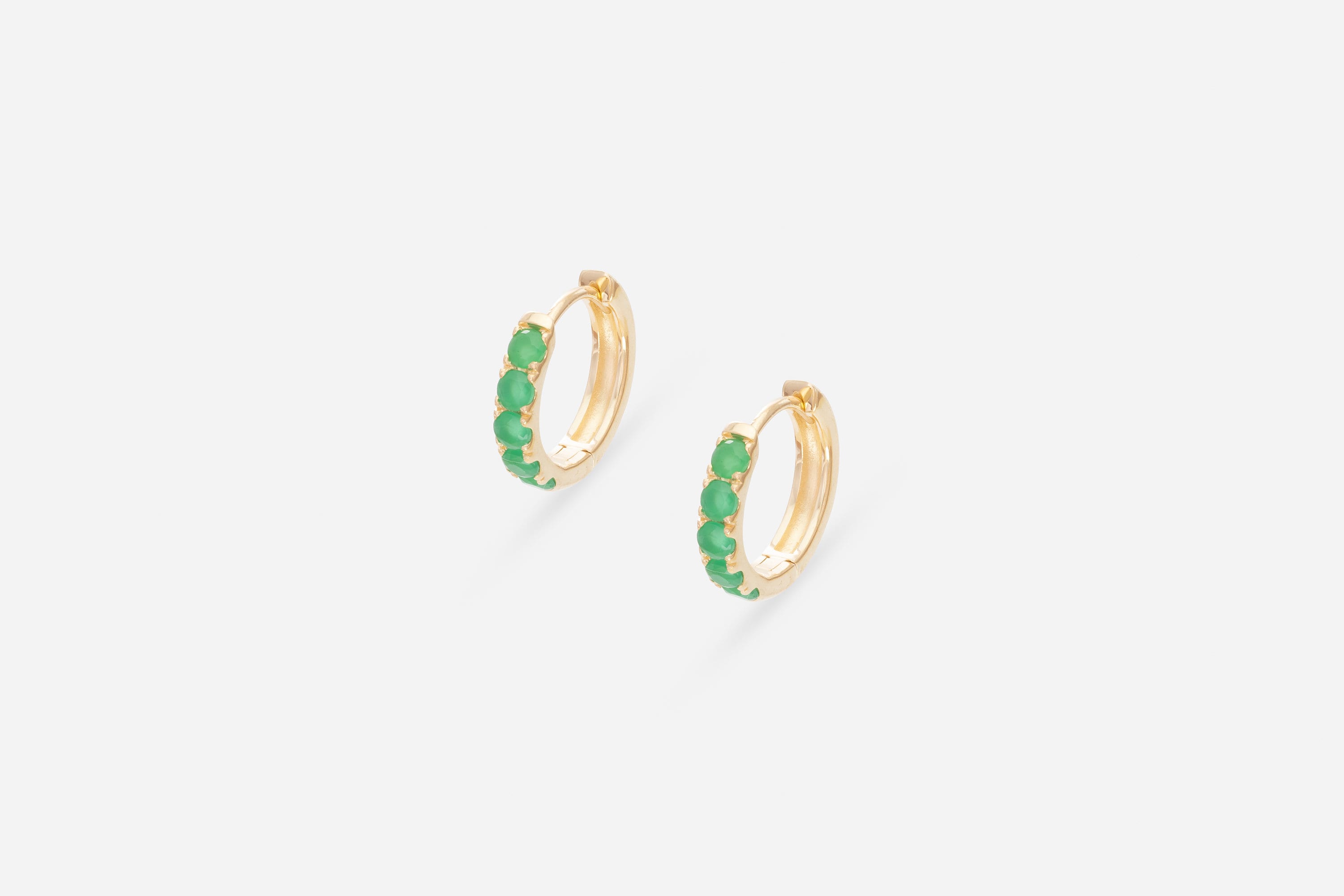 Five Stones Emerald Hoop Earring, May Birthstone Gifts, Huggie Hoops, Minimal Hoop Earring