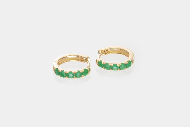Five Stones Emerald Hoop Earring, May Birthstone Gifts, Huggie Hoops, Minimal Hoop Earring