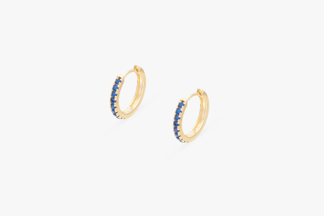 Blue Sapphire Hoop Earrings, September Birthstone Gifts,Huggies Hoop Earrings, Minimal Hoop Earring, In Stock