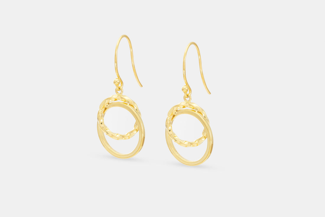 Interlinked Circle Double Hoop Earrings, Dangle Drop Earrings, Circle Statement Earrings, Classic Earrings