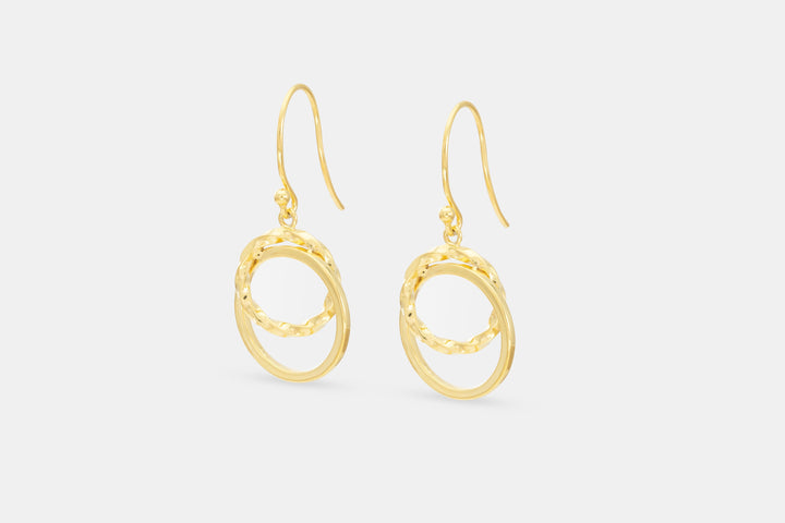 Interlinked Circle Double Hoop Earrings, Dangle Drop Earrings, Circle Statement Earrings, Classic Earrings