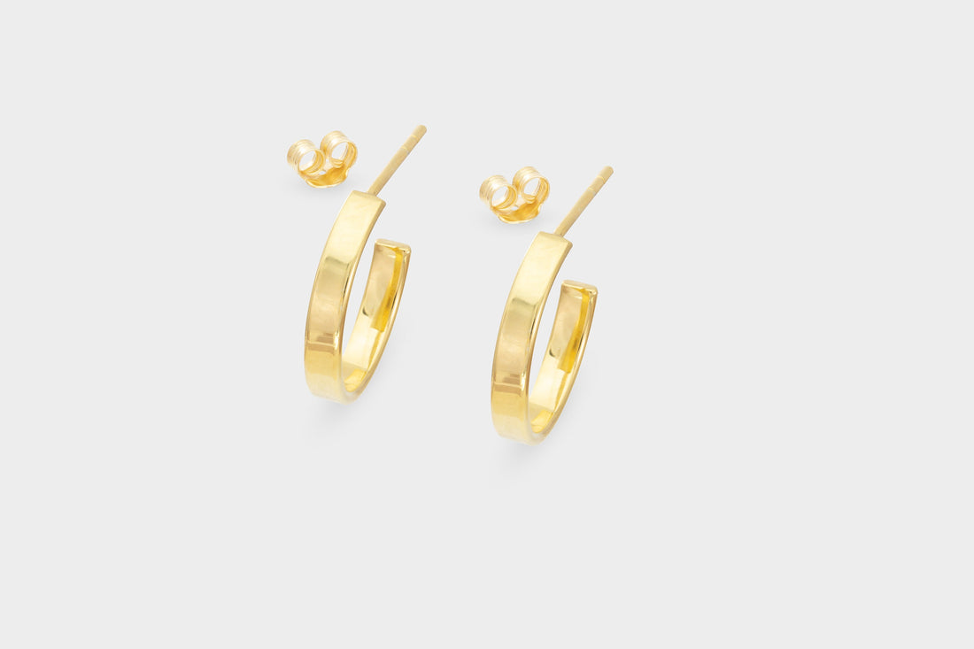 Flat Hoop Earrings, 18K Gold Filled Open Back Earrings, Chunky Hoop Earrings