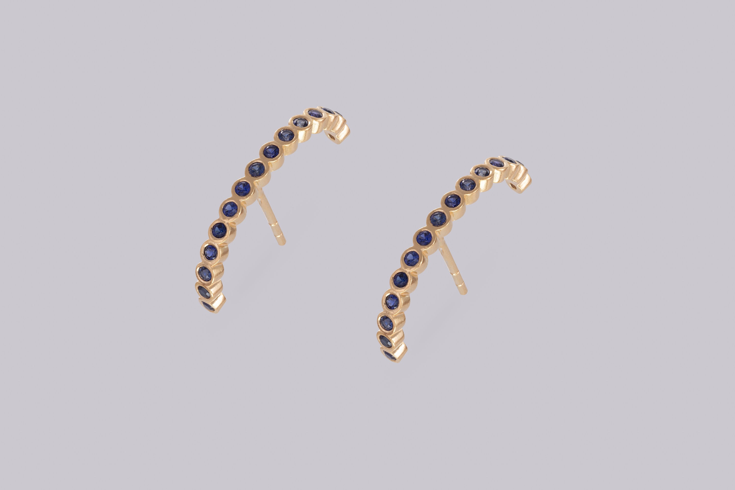 Ear Lobe Blue Sapphire Cuff Earrings, Suspender Earrings, Dainty Stud Lobe Cuff, September Birthstones Gift, Last Minute Gifts
