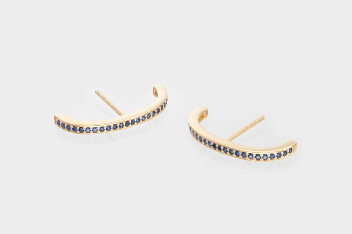 Ear Lobe Blue Sapphire Cuff Earrings, Suspender Earrings, Dainty stud lobe cuff, September Birthstones