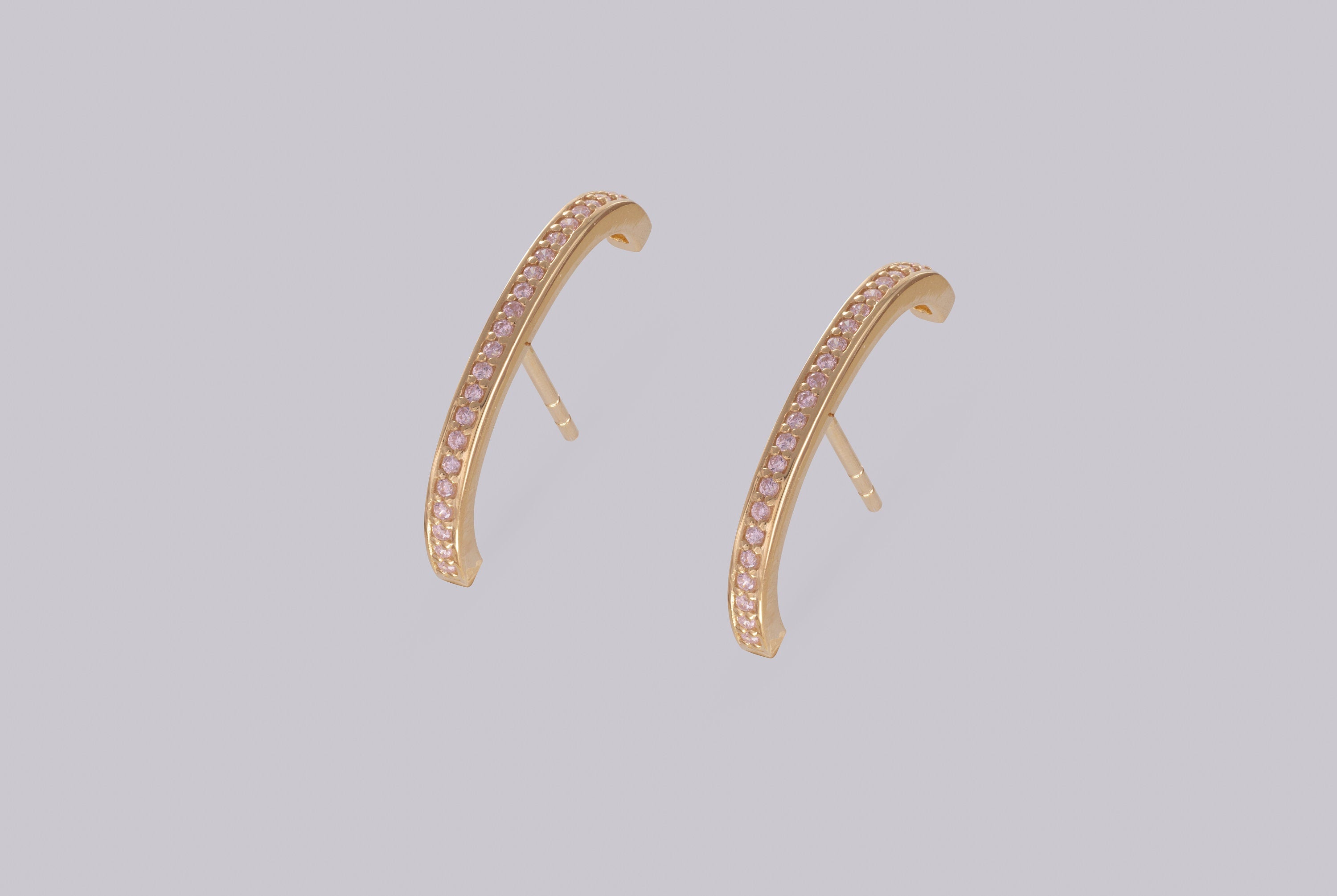 Pink Sapphire Ear Lobe Cuff Earrings, September Birthstones, Dainty Suspender Earrings, Dainty Stud Lobe Cuff