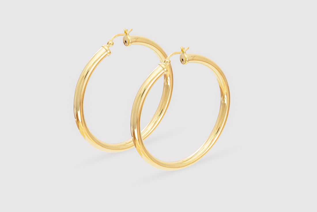 50 MM Shiny Large Hoops Earrings, Thick Earring for Women, Plain Bold Hoops, Huge Hoops, Unique Mother's Day gift for her