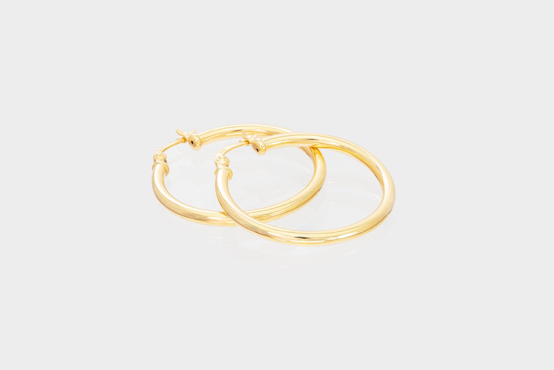 30 MM Statement Hoop Earrings, Thick Hoop Earrings, Plain Bold Hoops, Classic Earrings