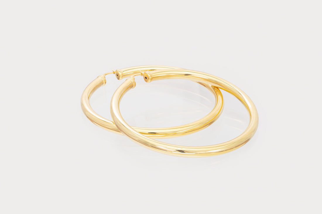 60 MM Extra Large Hoop Earrings, Sterling Silver Thick Earring for Women, Plain Bold Hoops, Huge Hoops, Christmas Gift for Her