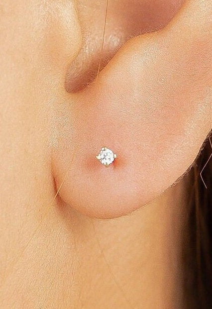 4-Prongs Solitaire Stud Earrings, Tiny Diamond Earrings, Bridal Earrings Gift for Women, Last Minute Gifts