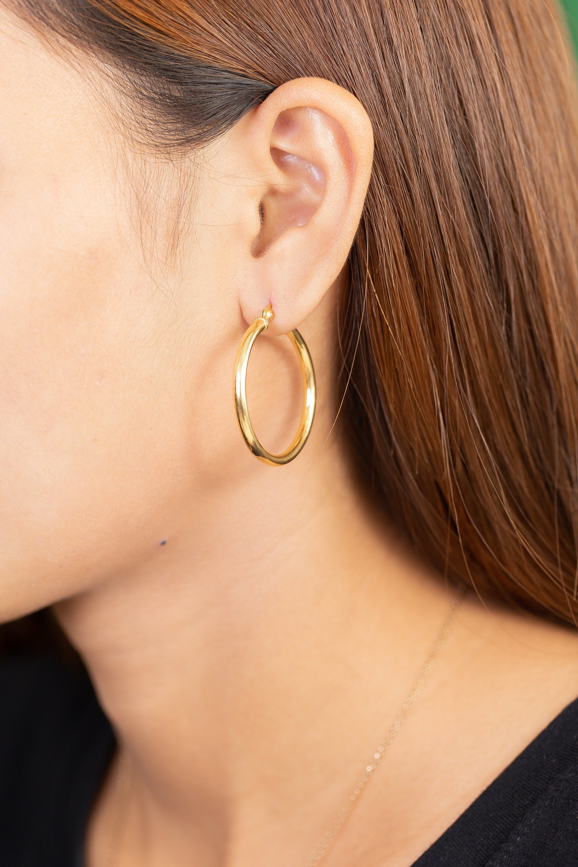 30 MM Statement Hoop Earrings, Thick Hoop Earrings, Plain Bold Hoops, Classic Earrings