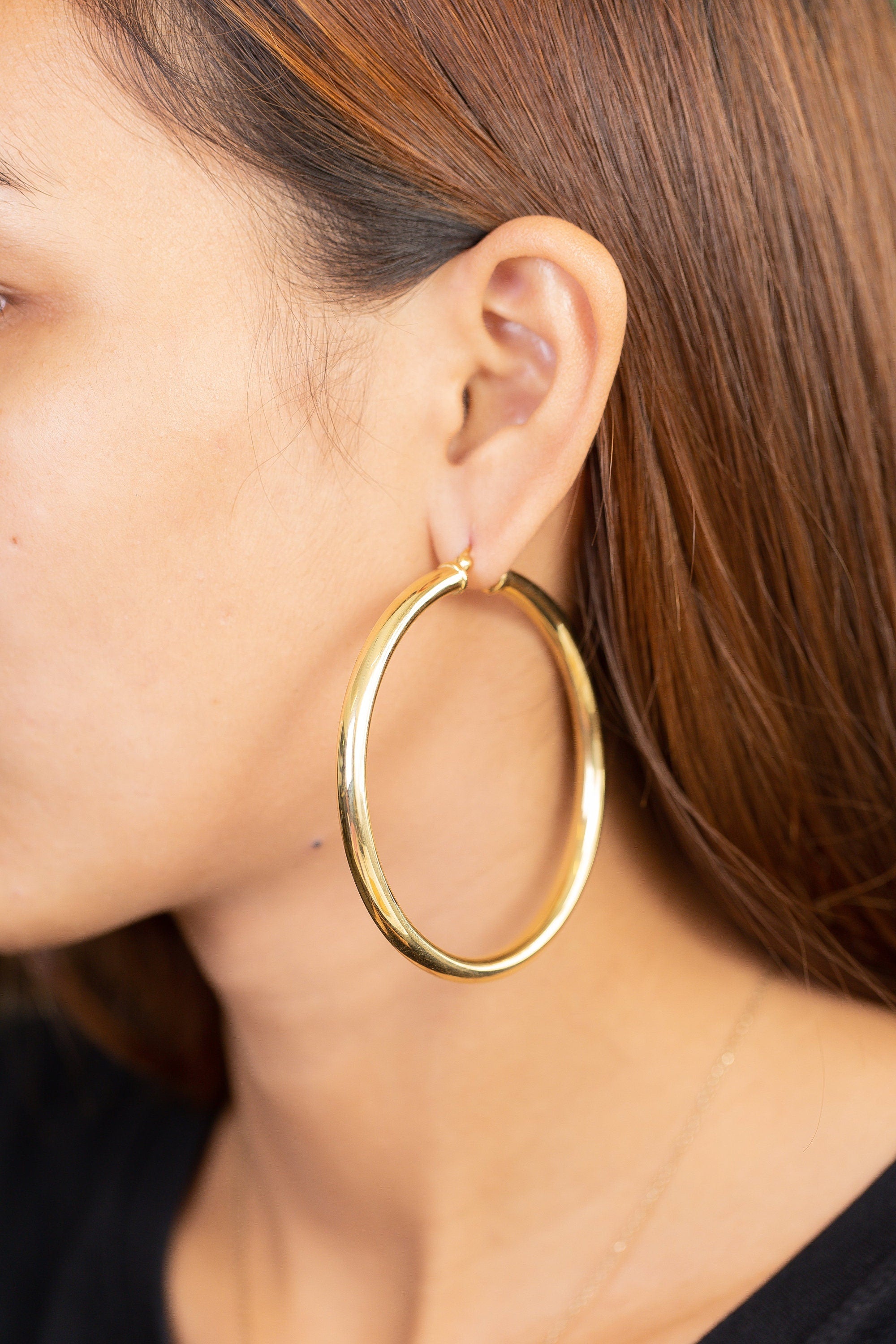 60 MM Extra Large Hoop Earrings, Sterling Silver Thick Earring for Women, Plain Bold Hoops, Huge Hoops, Valentinus's Day Gift