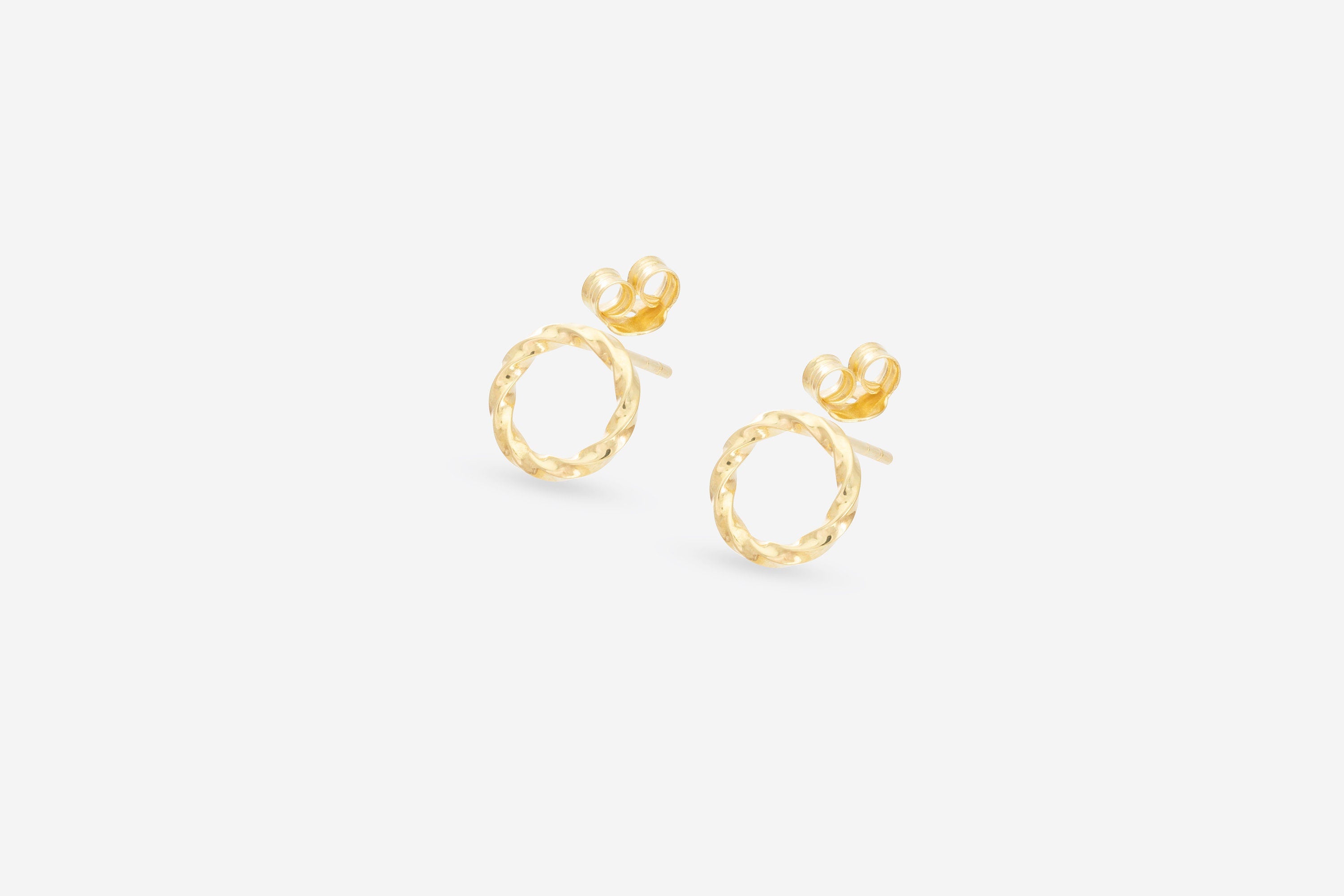 Open Circle Twisted Stud Earrings, Dainty Circle Drop Earrings, Minimalist Twist Jewelry, Bridesmaid Gift for Her