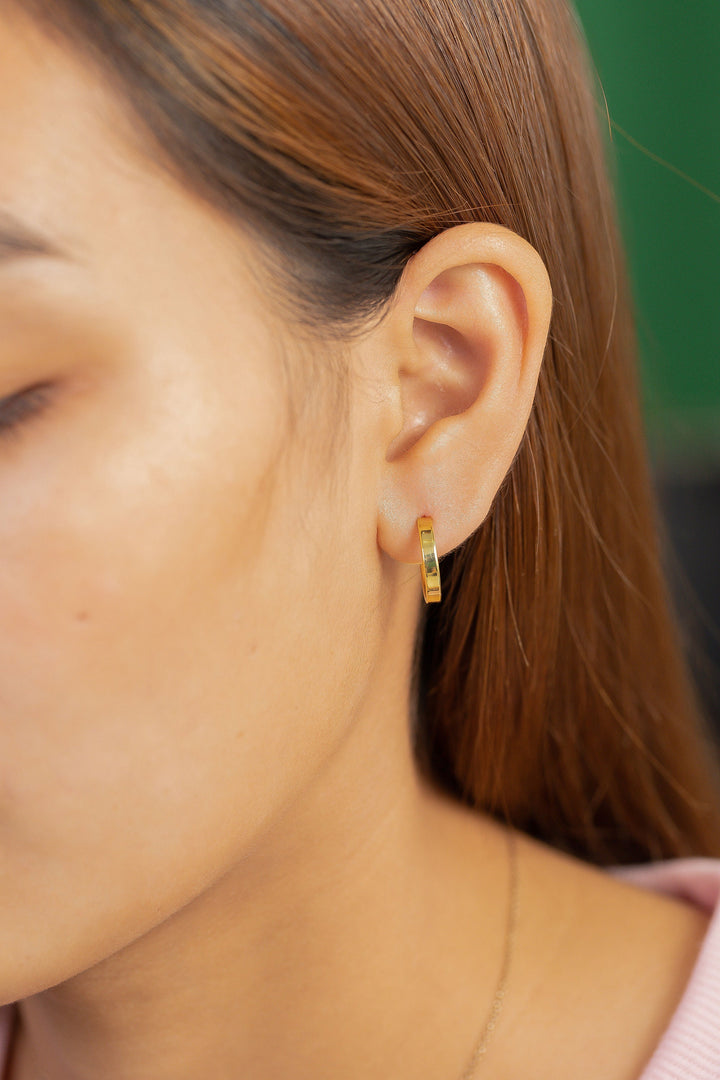 Flat Hoop Earrings, 18K Gold Filled Open Back Earrings, Chunky Hoop Earrings