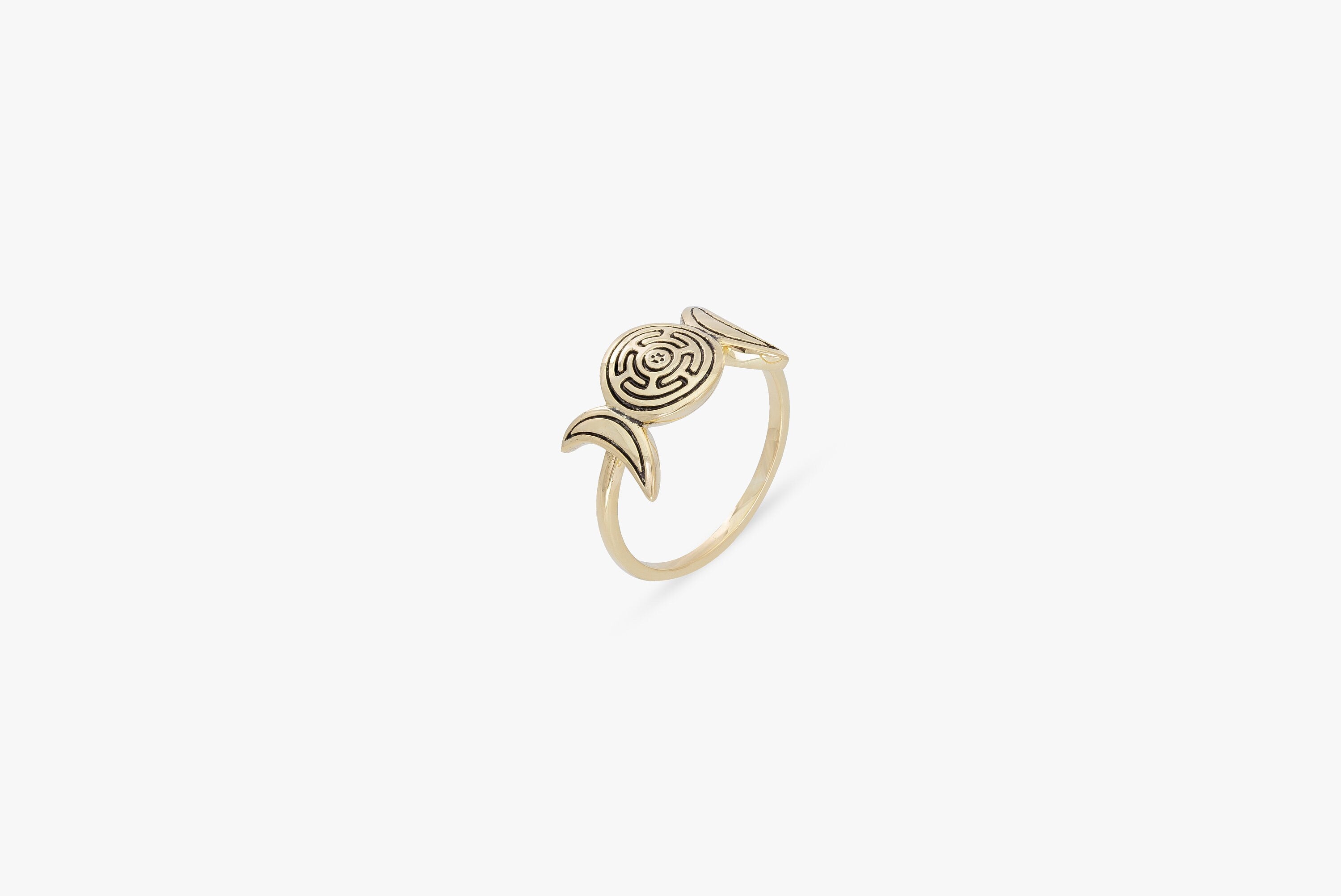 Hecate Moon Ring, Triple Moon Goddess, Hecate's Magic Strophalos Ring, Goddess Moon Ring