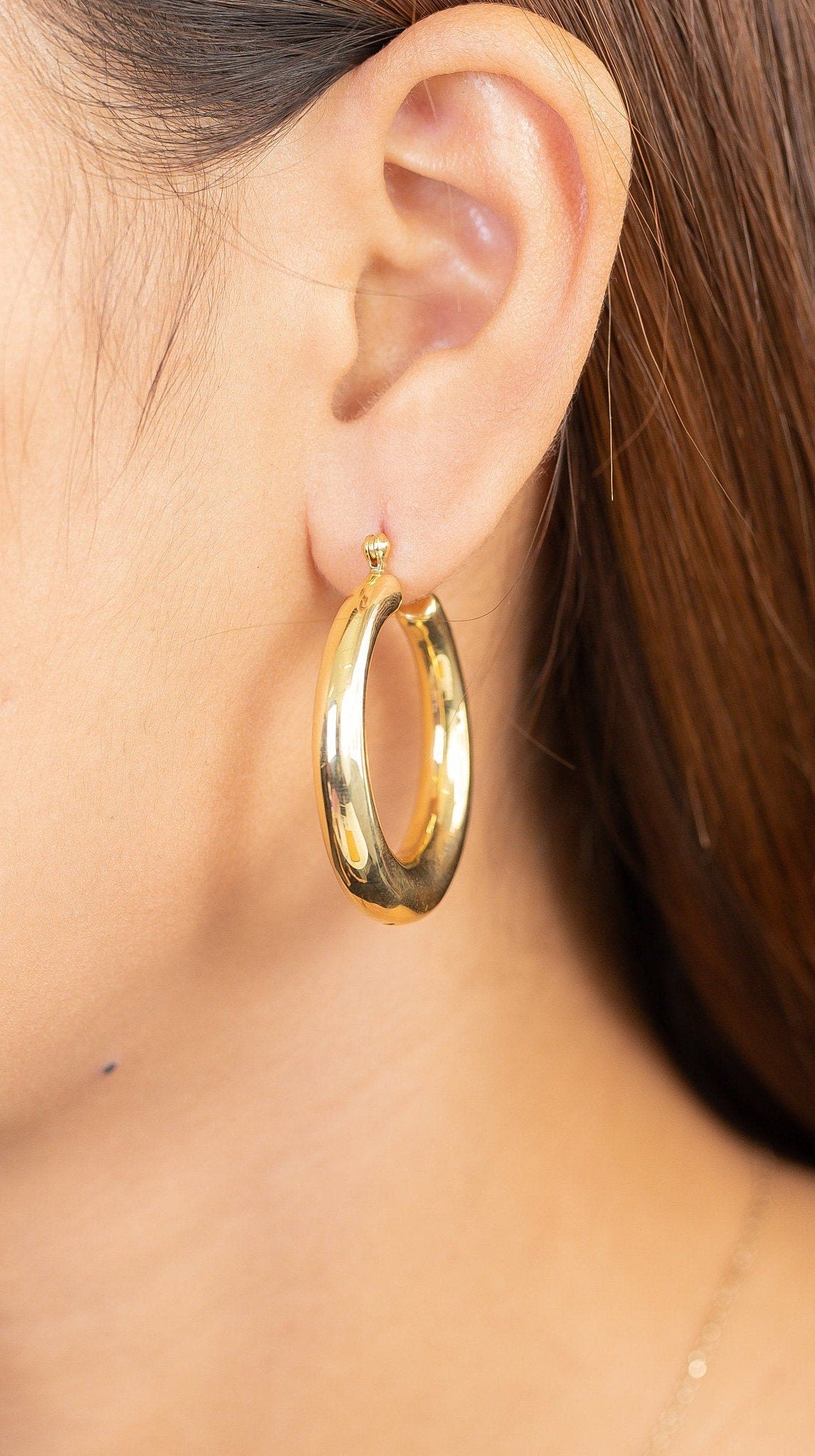 25 MM Chunk Hoops Earrings, Thick Earring for Women, Statement Hoop Earrings, Huge Hoops Earrings Gift for Her
