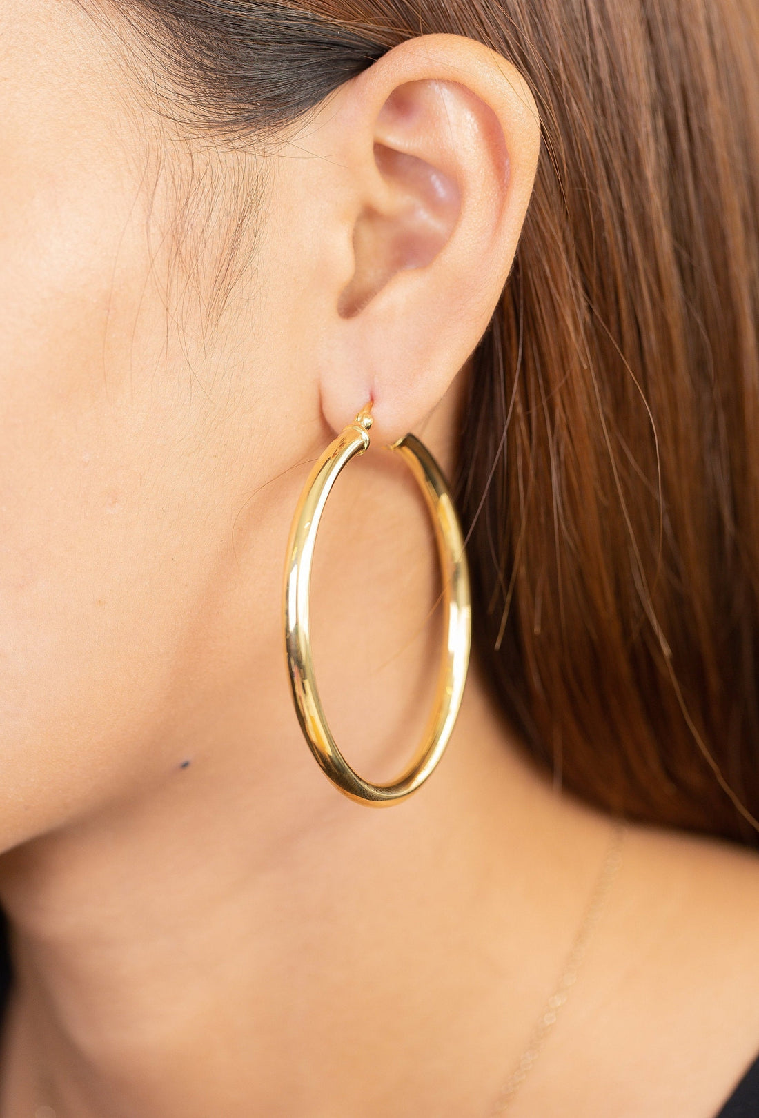 50 MM Oversized Statement Hoop Earrings, Sterling Silver Thick Earring for Women, Plain Bold Hoops, Extra Large Earrings