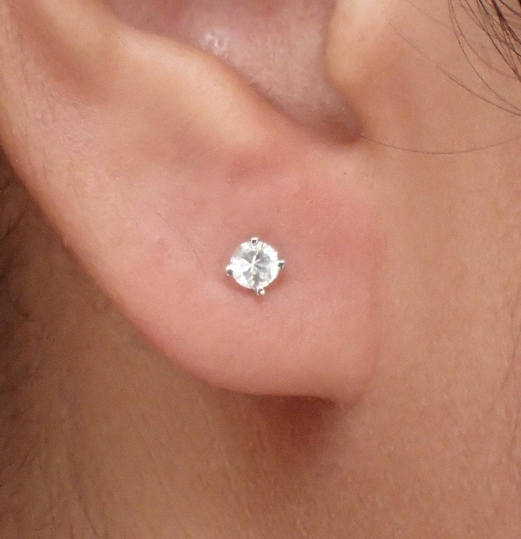 2mm Diamond Stud Earrings / Mini Studs for Women / Round Stud Earrings / Minimalist Earrings Gift for Her/ In Stock