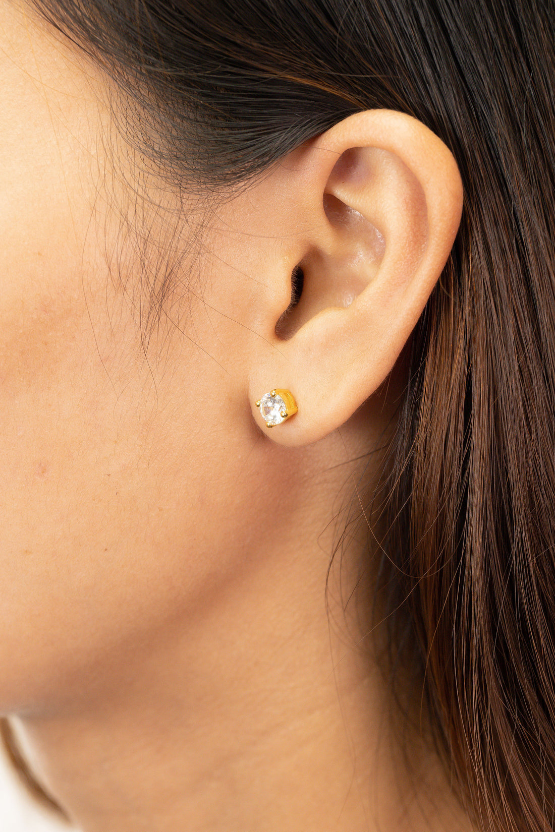 0.66ct Diamond Solitaire Stud Earrings, Four Prong Diamond Earrings, 18K Gold Plated Classic Bridal Studs for Her
