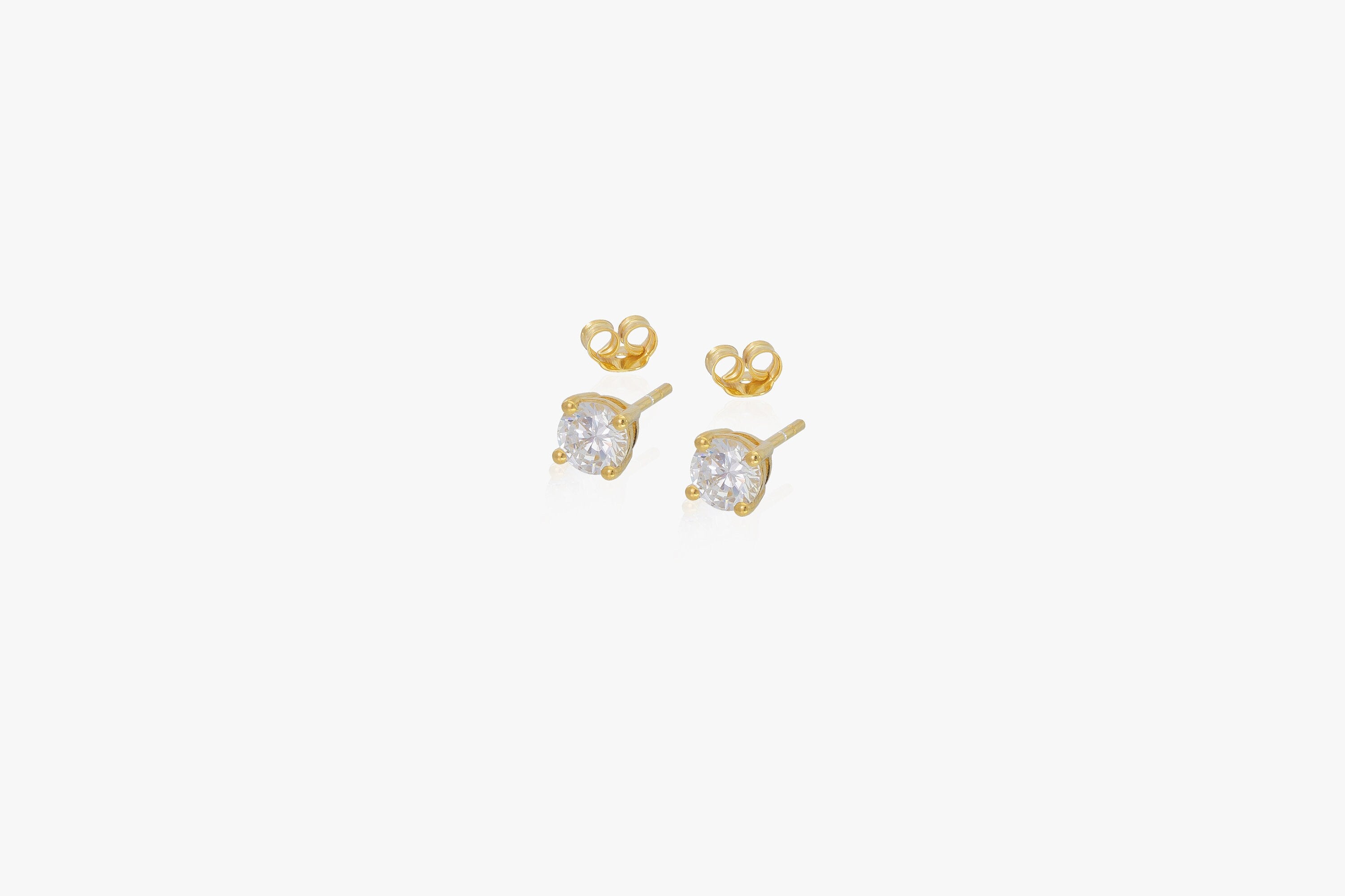 0.66ct Diamond Solitaire Stud Earrings, Four Prong Diamond Earrings, 18K Gold Plated Classic Bridal Studs for Her