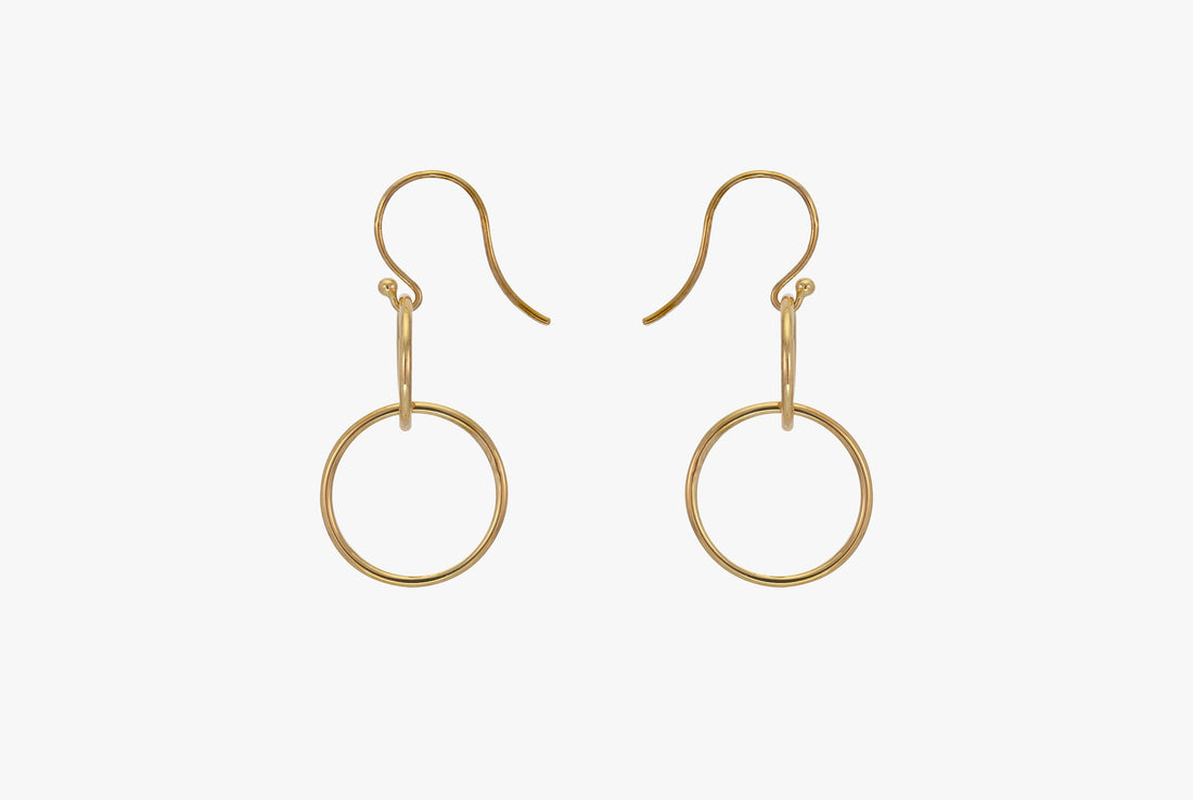 Interlocking Karma Circle Earring, Double Circle NEarring, Minimalist Drop Earring, Gift for Women