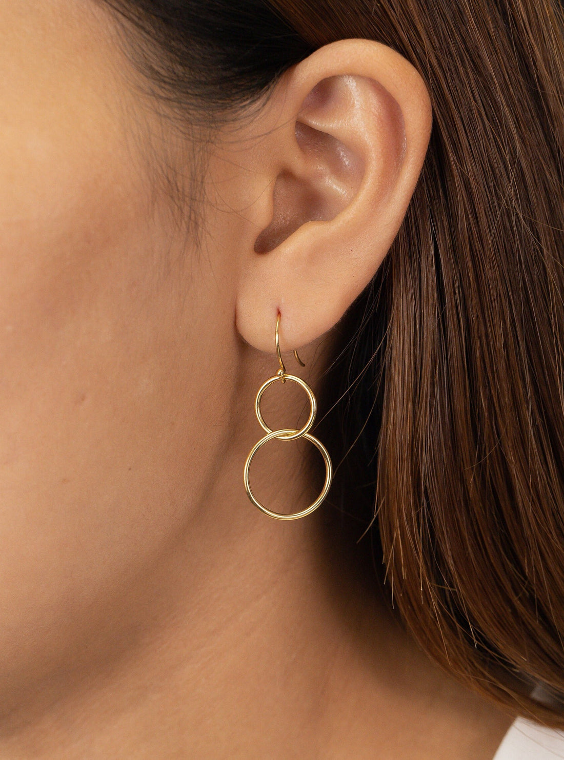 Interlocking Karma Circle Earring, Double Circle NEarring, Minimalist Drop Earring, Gift for Women