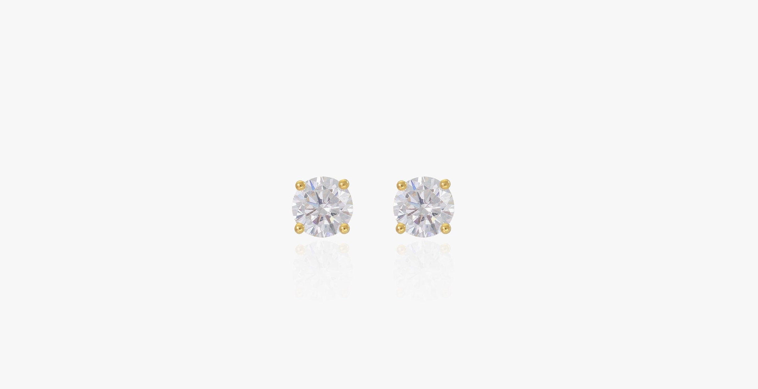 0.66ct Diamond Solitaire Stud Earrings, Four Prong Diamond Earrings, 18K Gold Plated Classic Bridal Studs for Her