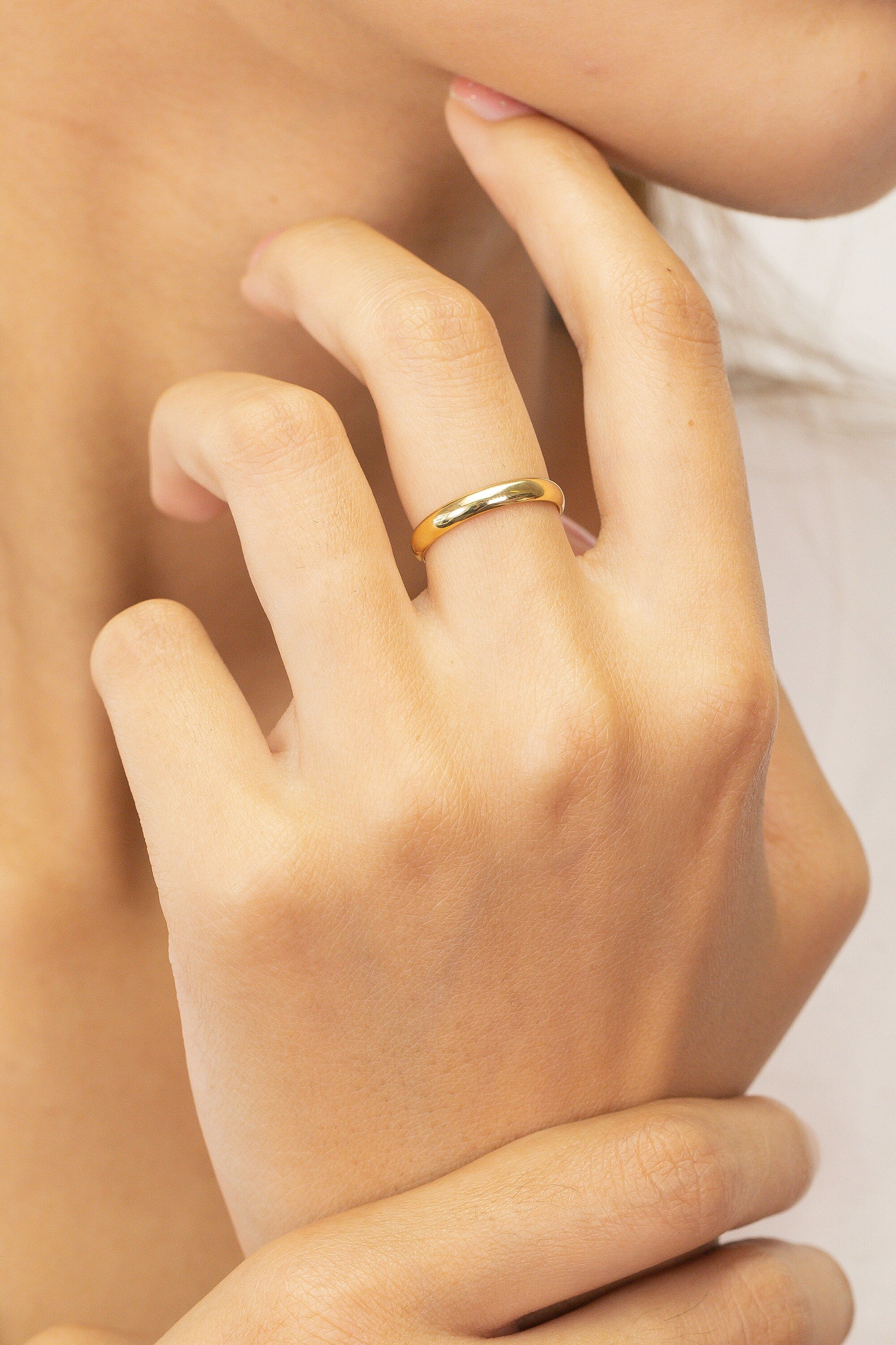 3mm Plain Wedding Band, Men's Women's Wedding Band, Simple Thin Plain Wedding Band, Rounded Wedding Band, Mother's Day Gift