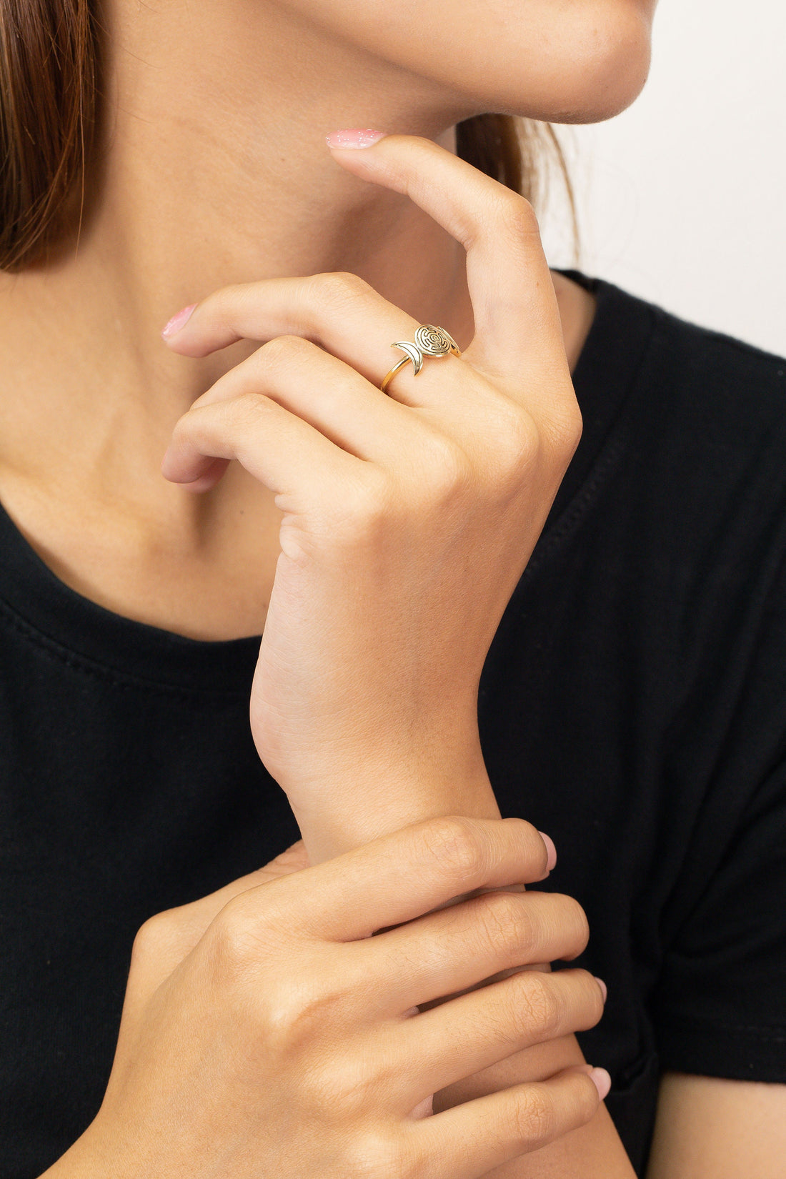 Hecate Moon Ring, Triple Moon Goddess, Hecate's Magic Strophalos Ring, Goddess Moon Ring