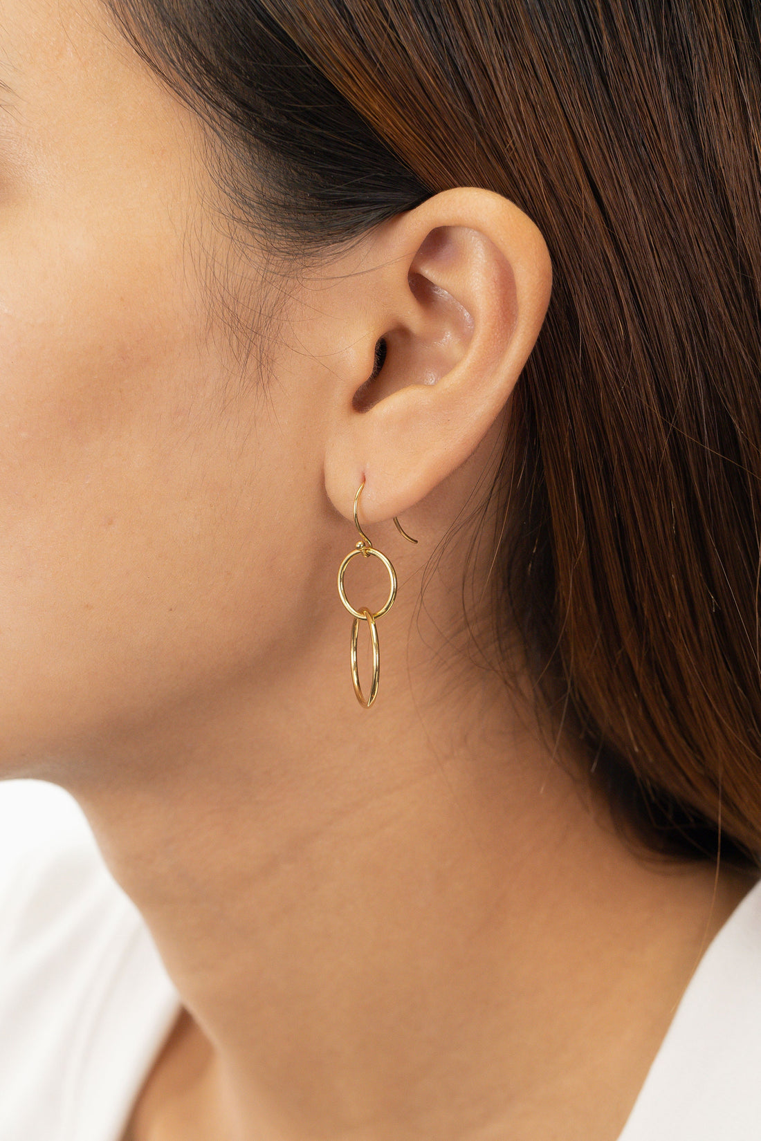 Interlocking Karma Circle Earring, Double Circle Earring, Minimalist Drop Earring, Gift for Women, Valentine's Day Gift