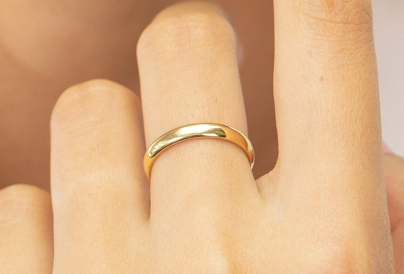 3mm Plain Wedding Band, Men's Women's Wedding Band, Simple Thin Plain Wedding Band, Rounded Wedding Band, Mother's Day Gift
