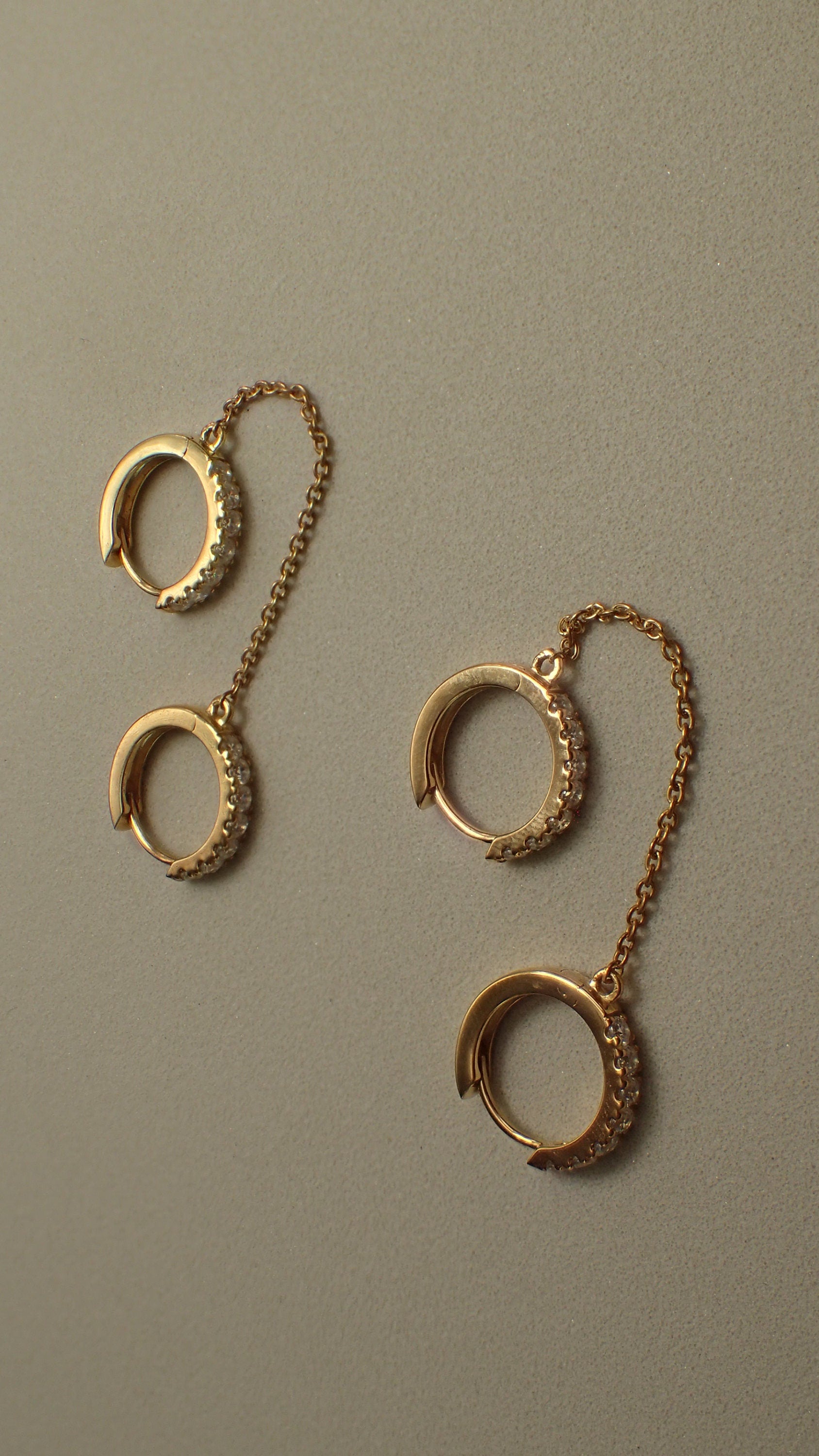 Diamonds Hoop Earrings, Huggie Hoop Earrings Gift for Women, Bridal Earrings, Sparkly Double Chain Hoops