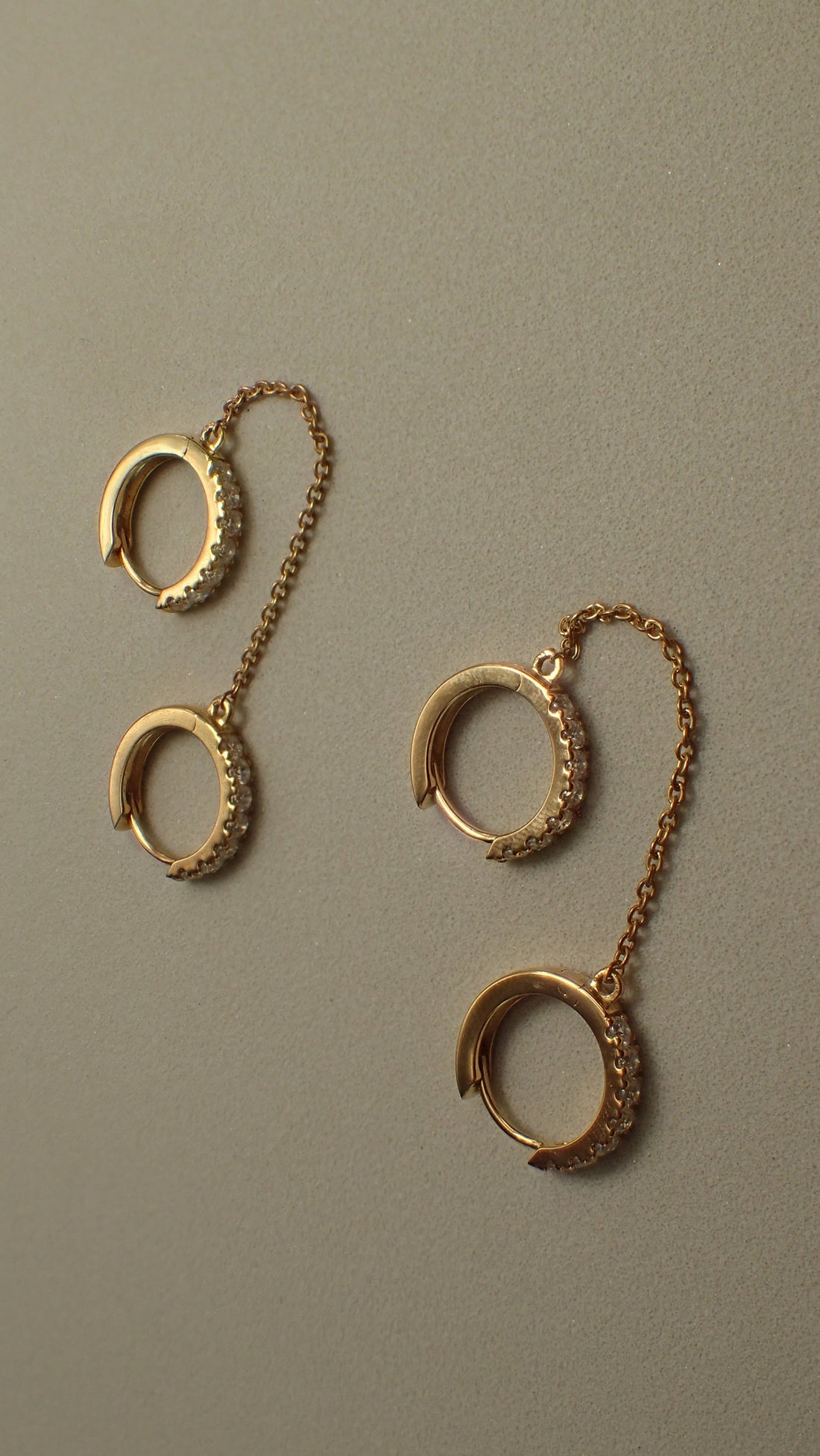 Diamonds Hoop Earrings, Huggie Hoop Earrings Gift for Women, Bridal Earrings, Sparkly Double Chain Hoops