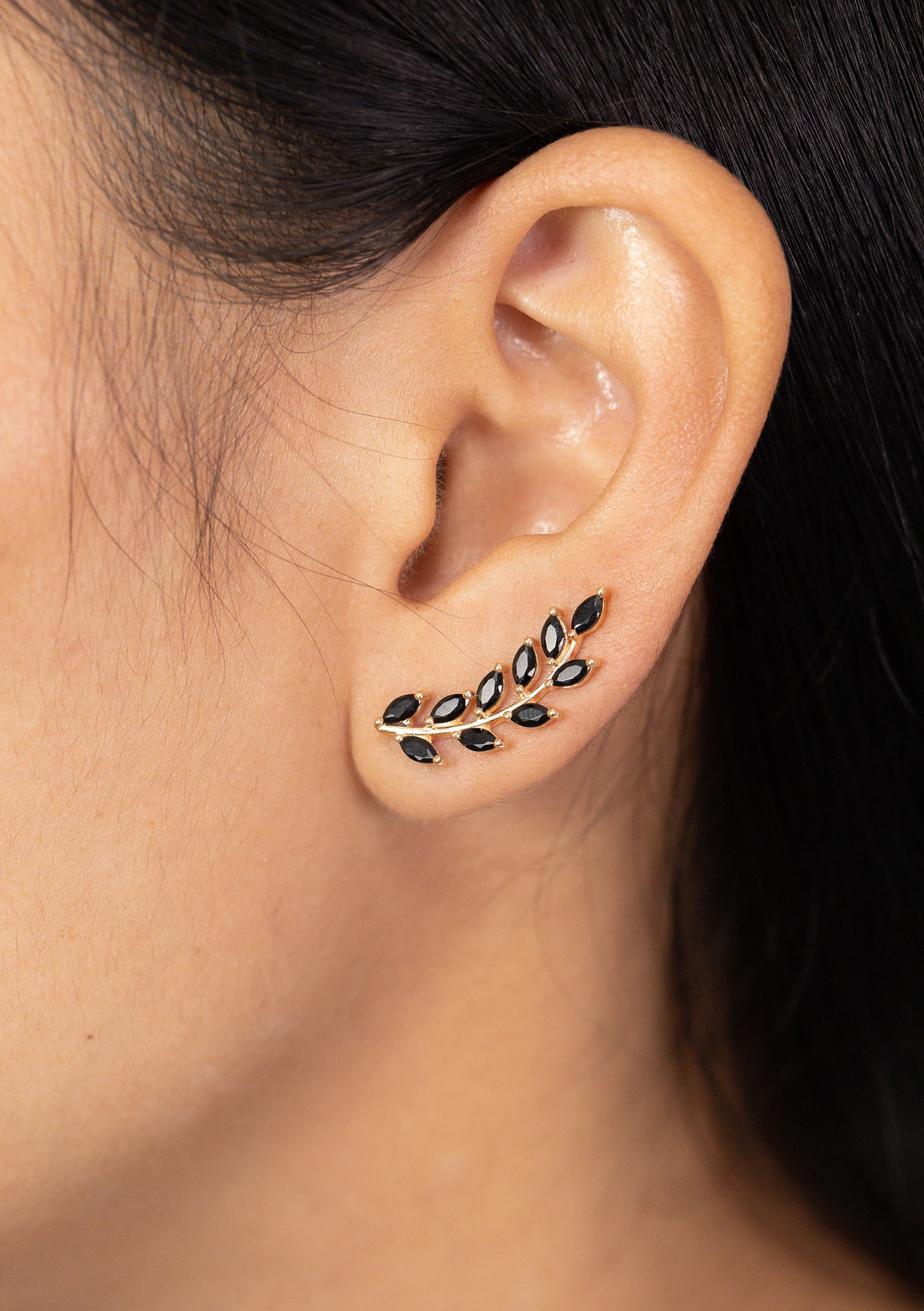 Black Diamonds Earring Climber / Marquise Ear Crawlers Earrings / Ear Climber Earrings / Bridesmaid Gift