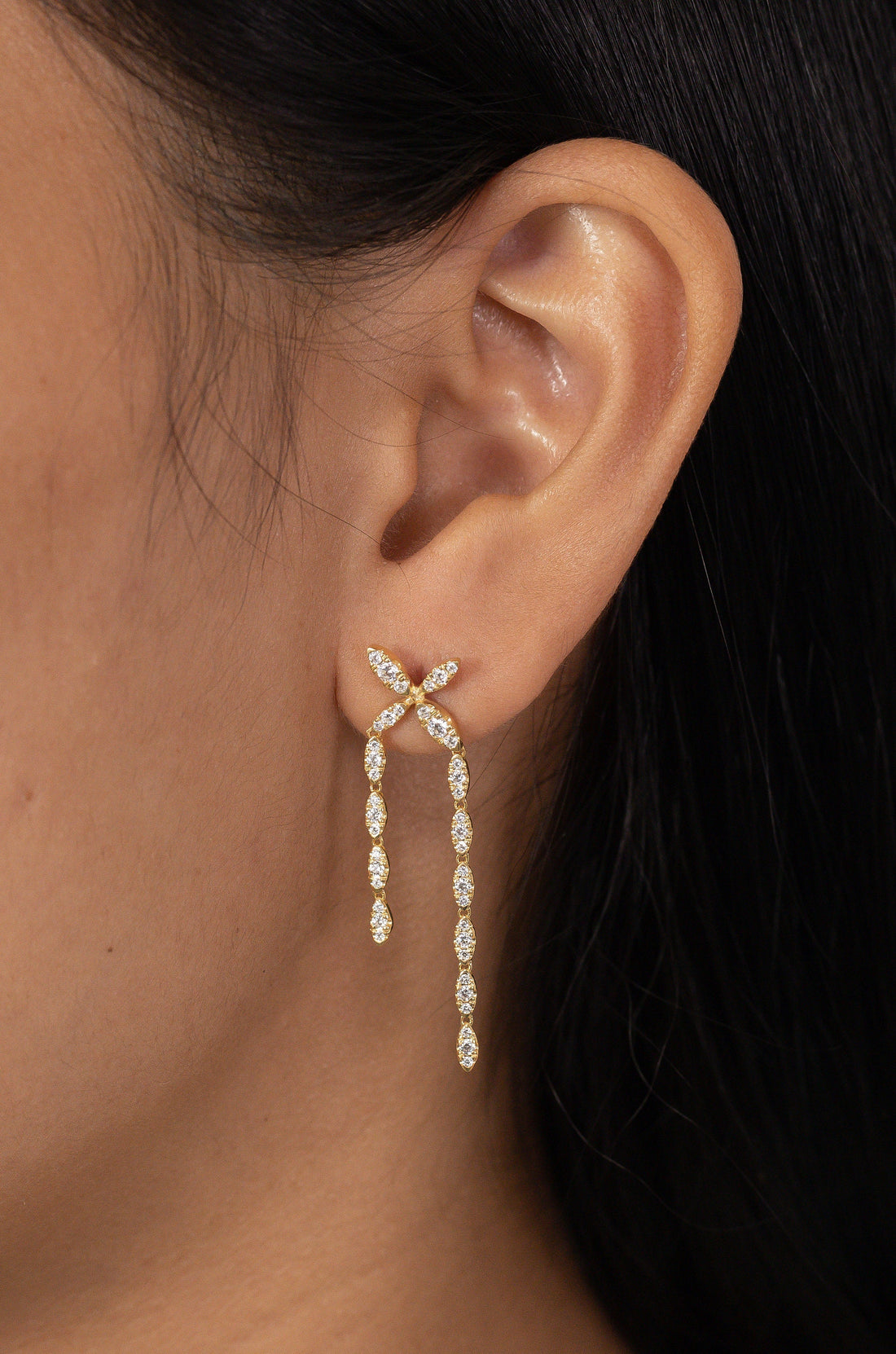 Marquise Diamond Stud Earrings, Dangle Drop Stud Earrings Gift for Her, Floral Earrings, Wedding Gift, In Stock