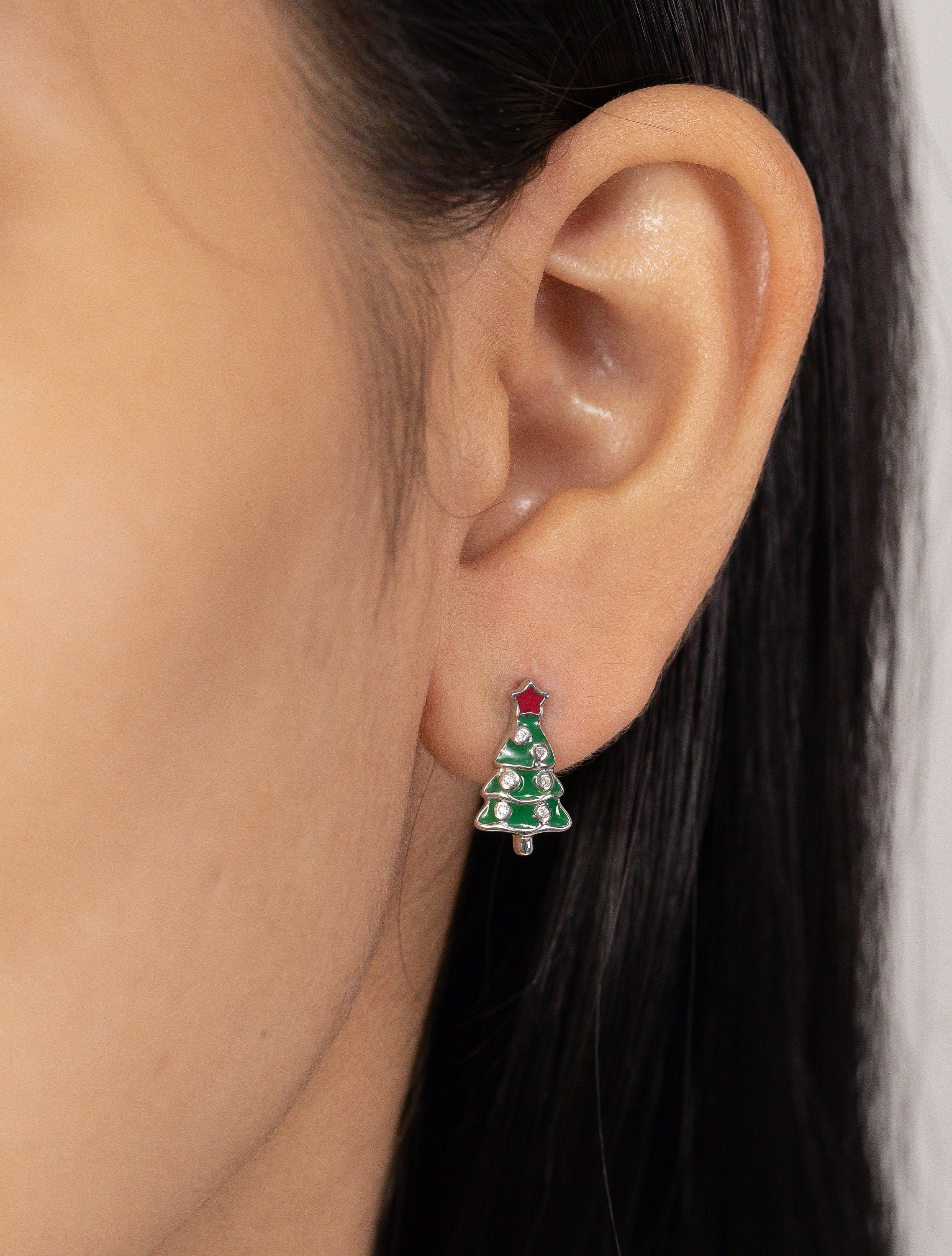 Christmas Tree Earrings, Tree Stud Earrings, Fir Tree Earrings, Minimalist Earrings Christmas Gift for Women, Last Minute Gifts