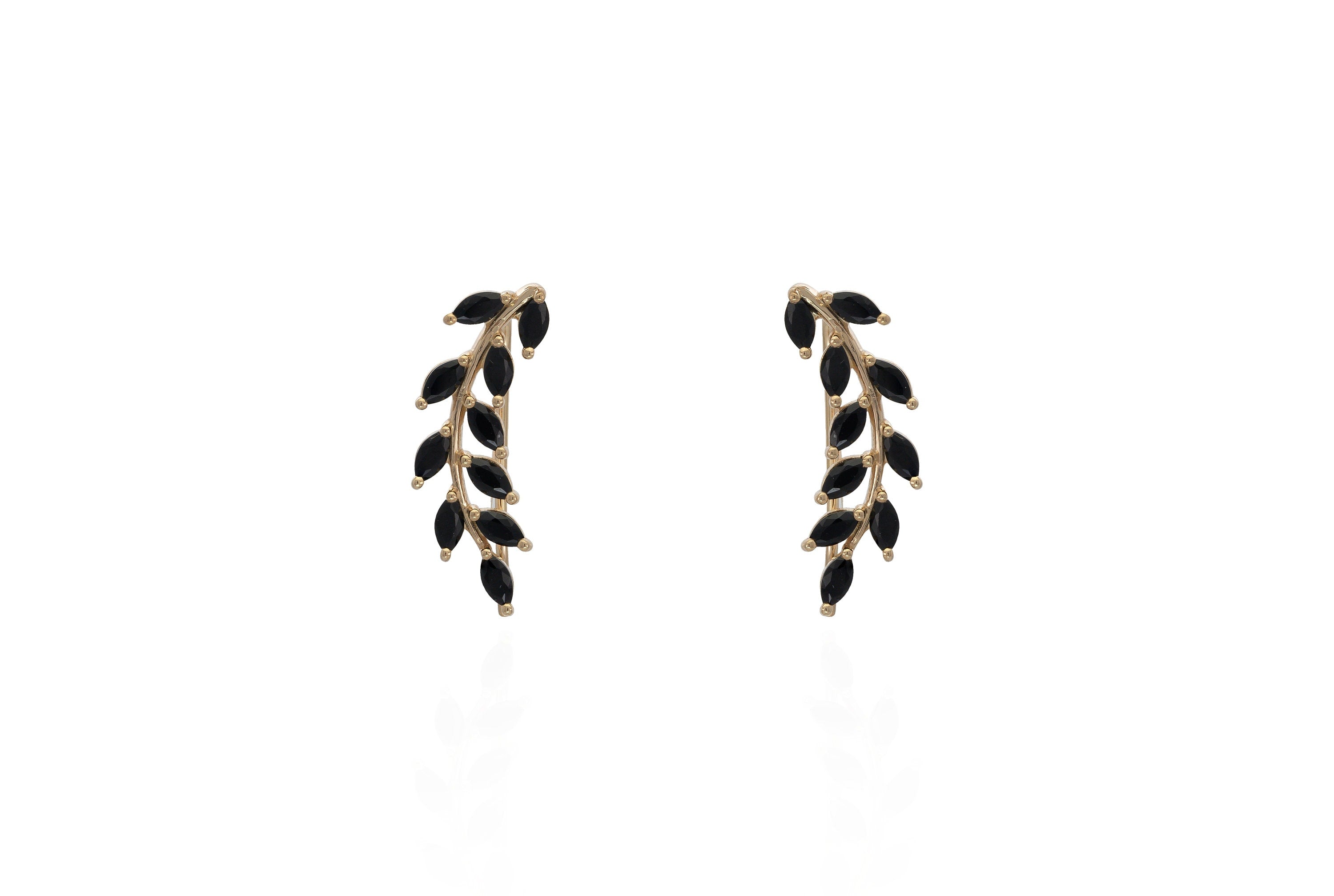 Black Diamonds Earring Climber / Marquise Ear Crawlers Earrings / Ear Climber Earrings / Bridesmaid Gift