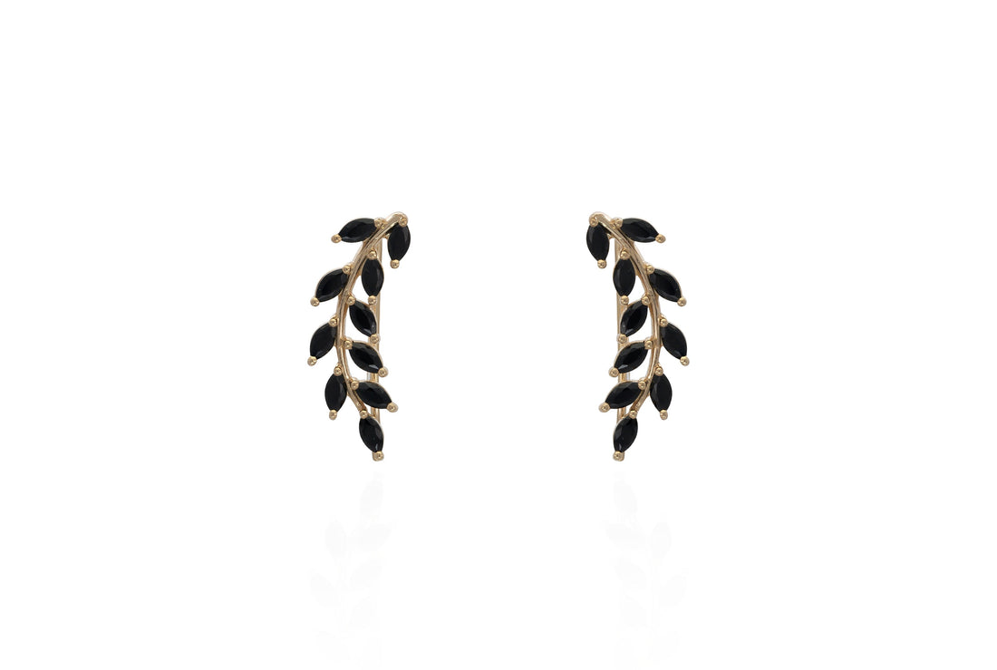 Black Diamonds Earring Climber / Marquise Ear Crawlers Earrings / Ear Climber Earrings / Bridesmaid Gift