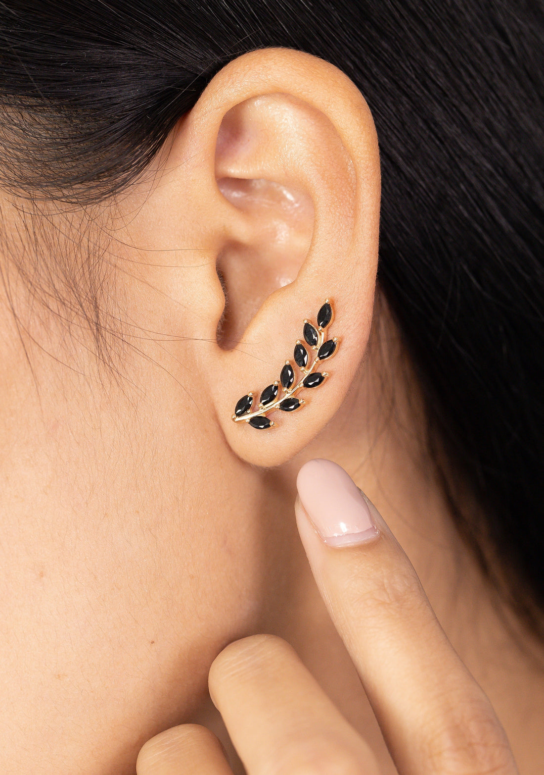 Black Diamonds Earring Climber / Marquise Ear Crawlers Earrings / Ear Climber Earrings / Bridesmaid Gift