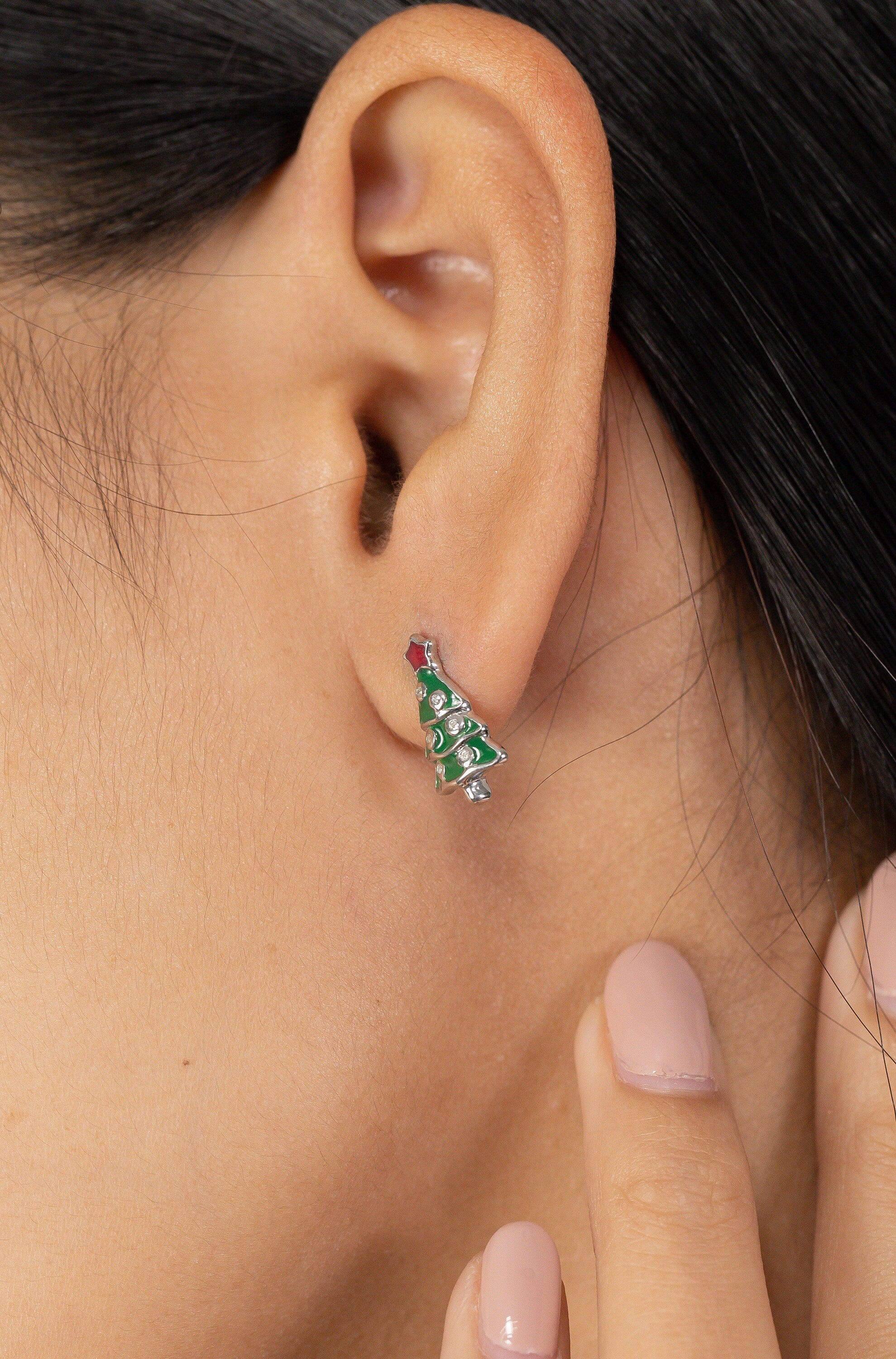 Christmas Tree Earrings, Tree Stud Earrings, Fir Tree Earrings, Minimalist Earrings Christmas Gift for Women, Last Minute Gifts