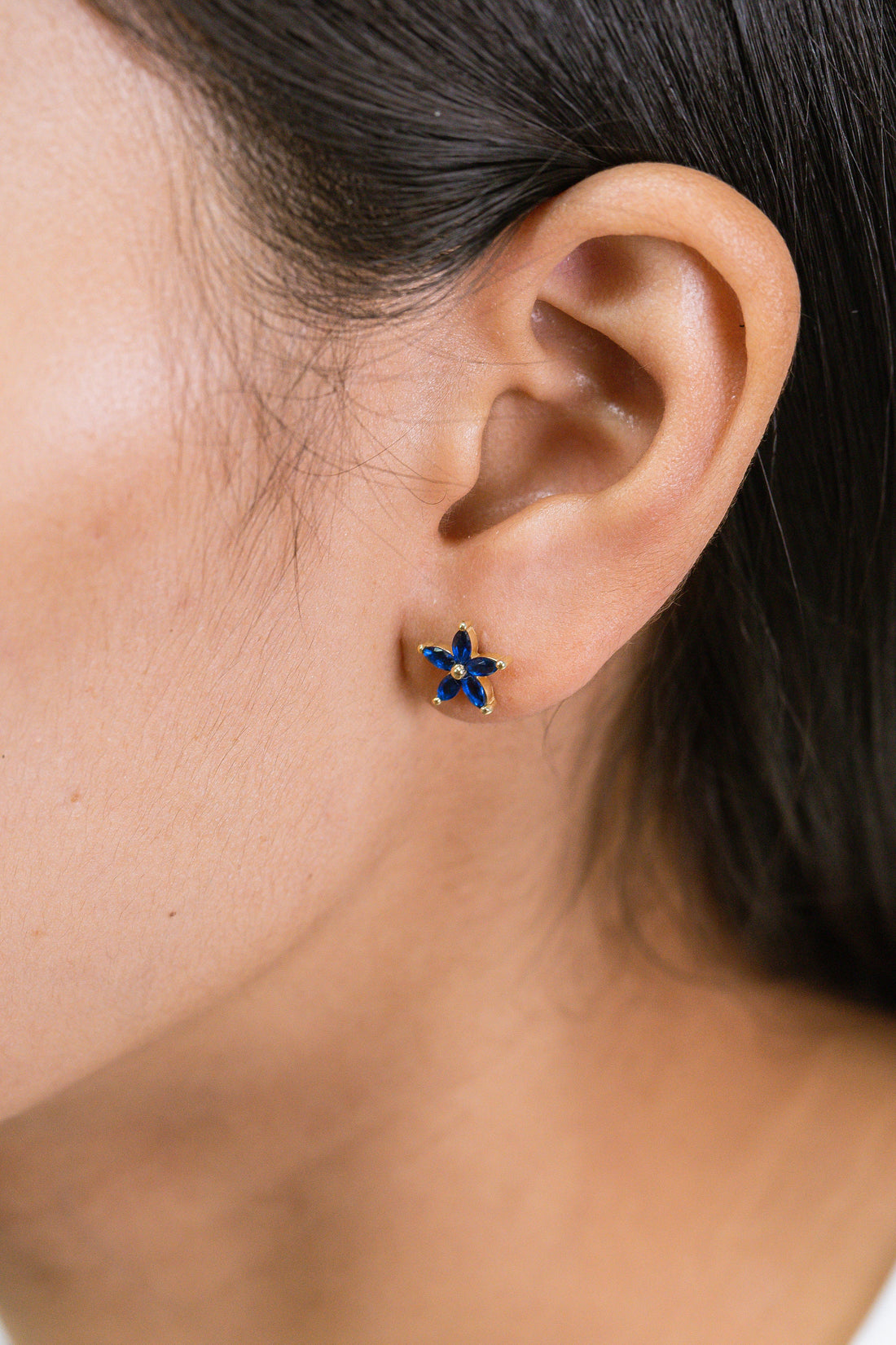 Blue Sapphire Earrings Five Stone Flower Studs September Birthstone Earrings Minimalist Earrings Gift for Her Last Minute Gifts