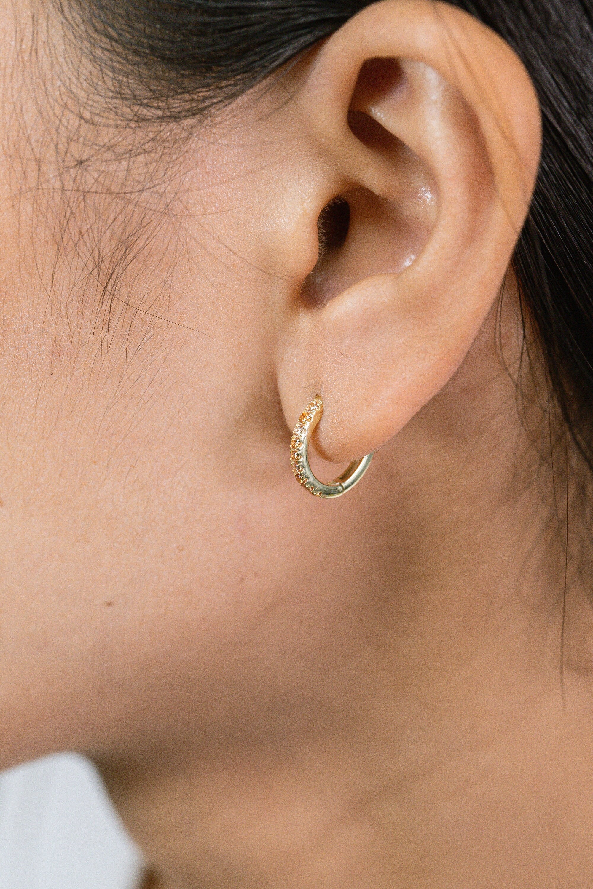 Citrine Hope Earrings, November Birthstone Gift, Huggie Hope Earrings for Women, Citrine Earrings Gift for Her