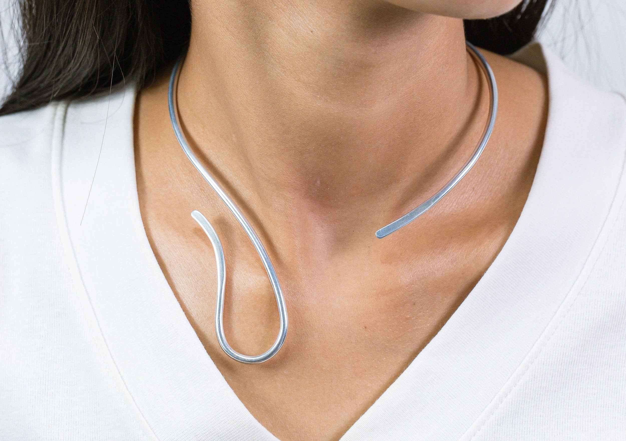 Minimalist Neck Cuff, Collar Choker Necklace, Statement Necklace, Adjustable Choker Collar Gift for Her
