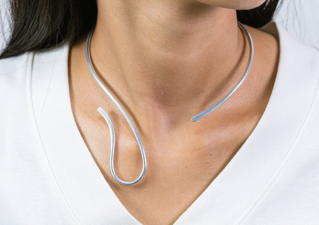 Minimalist Neck Cuff, Collar Choker Necklace, Statement Necklace, Adjustable Choker Collar Gift for Her