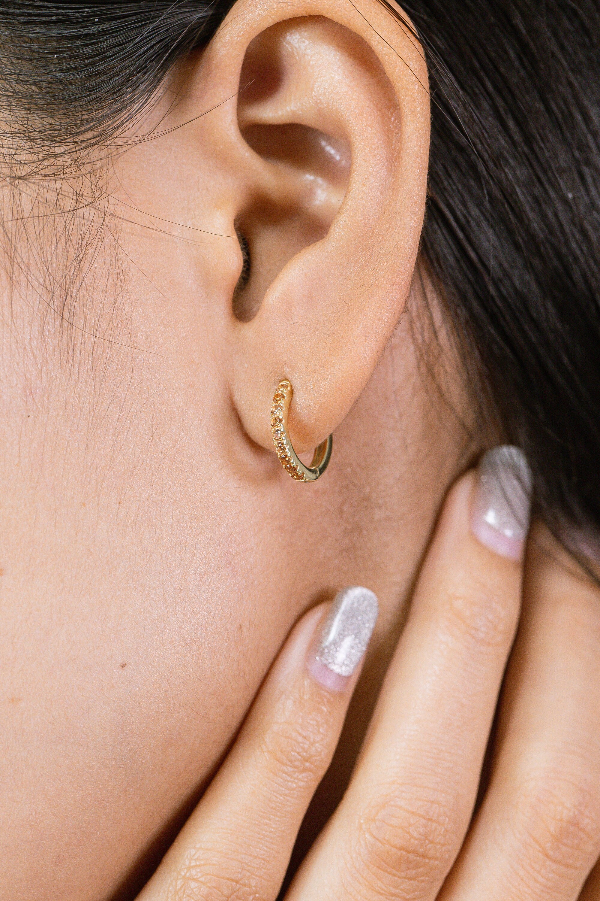 Citrine Hope Earrings, November Birthstone Gift, Huggie Hope Earrings for Women, Citrine Earrings Gift for Her