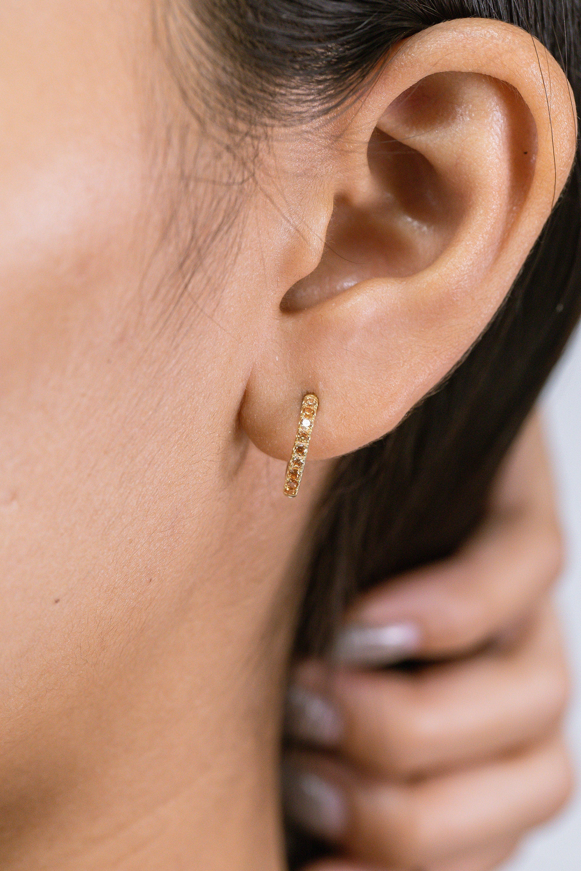 Citrine Hope Earrings, November Birthstone Gift, Huggie Hope Earrings for Women, Citrine Earrings Gift for Her