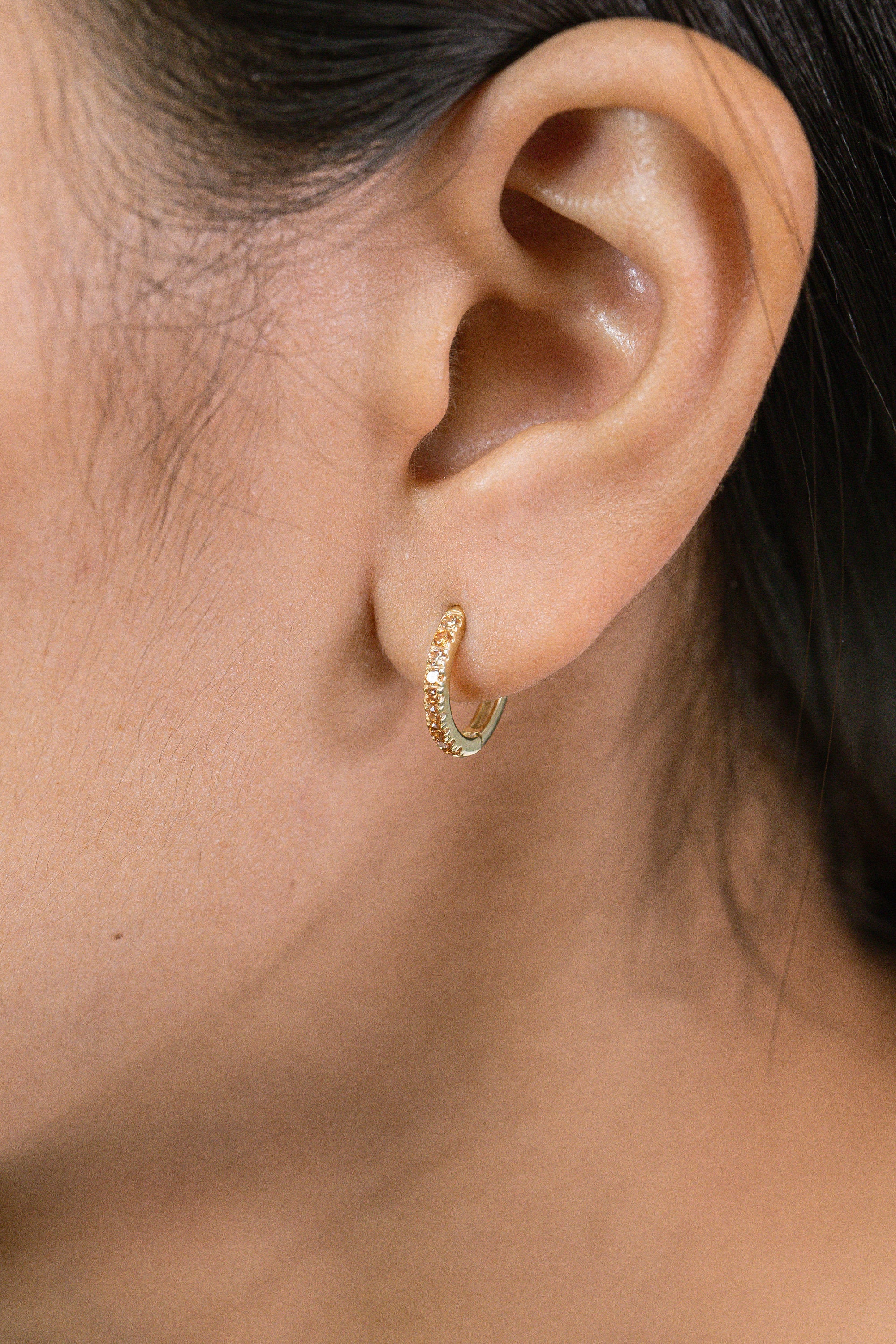 Citrine Hope Earrings, November Birthstone Gift, Huggie Hope Earrings for Women, Citrine Earrings Gift for Her