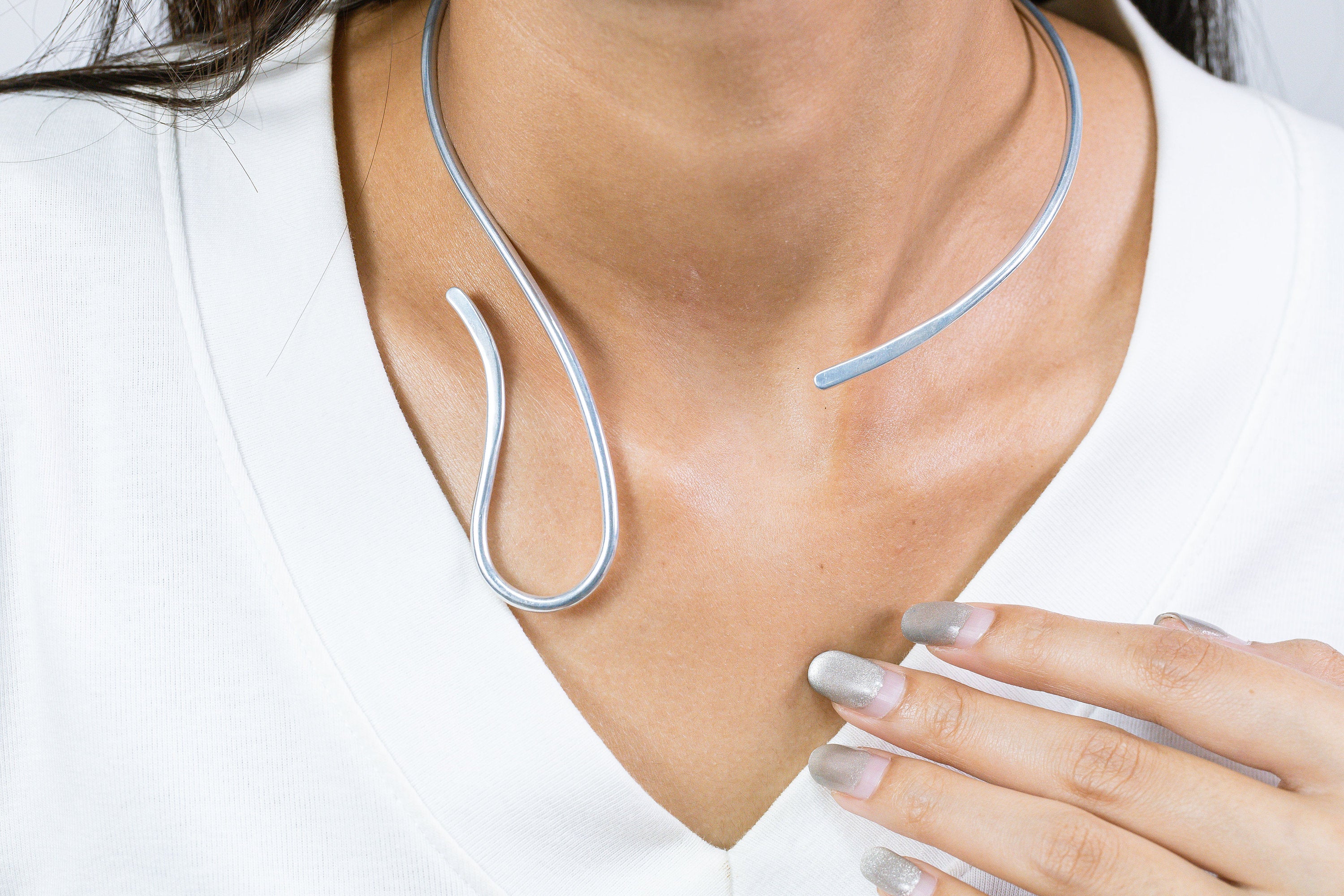 Minimalist Neck Cuff, Collar Choker Necklace, Statement Necklace, Adjustable Choker Collar Gift for Her