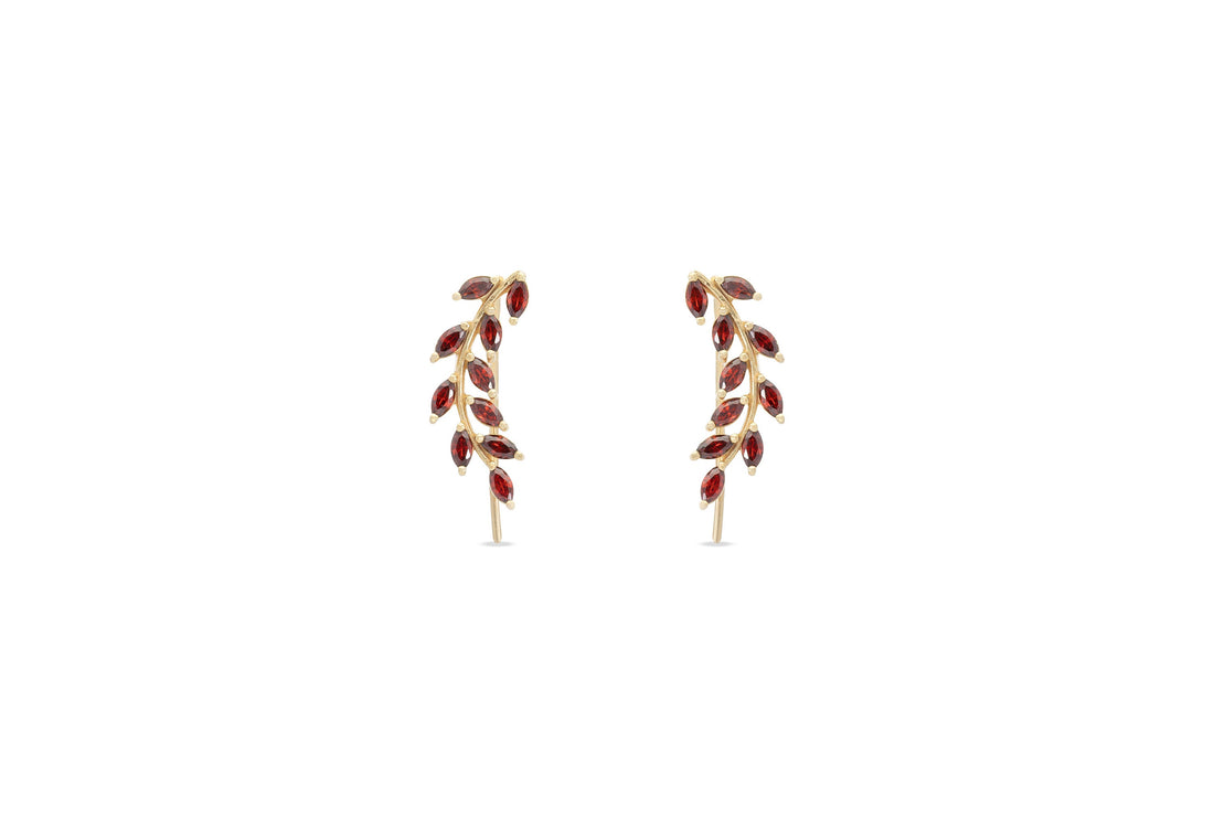 Garnet Earring Climber / Marquise Ear Crawlers Earring / Ear Climber Earring / Bridesmaid Gift / January Birthstones / Valentinus's Day Gift